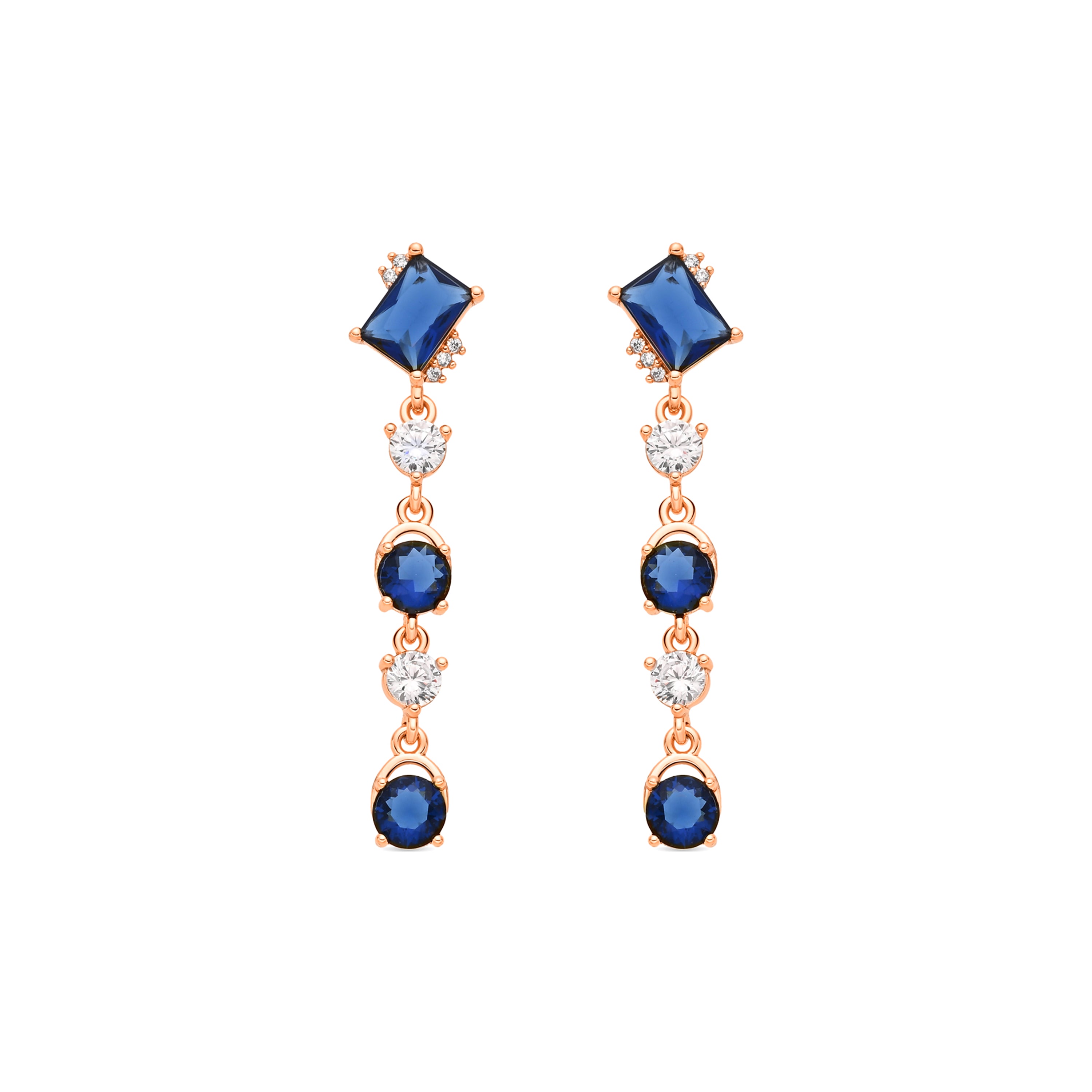 Pendientes de Circonita Zafiro acabado en oro amarillo de 18k - Bakmus