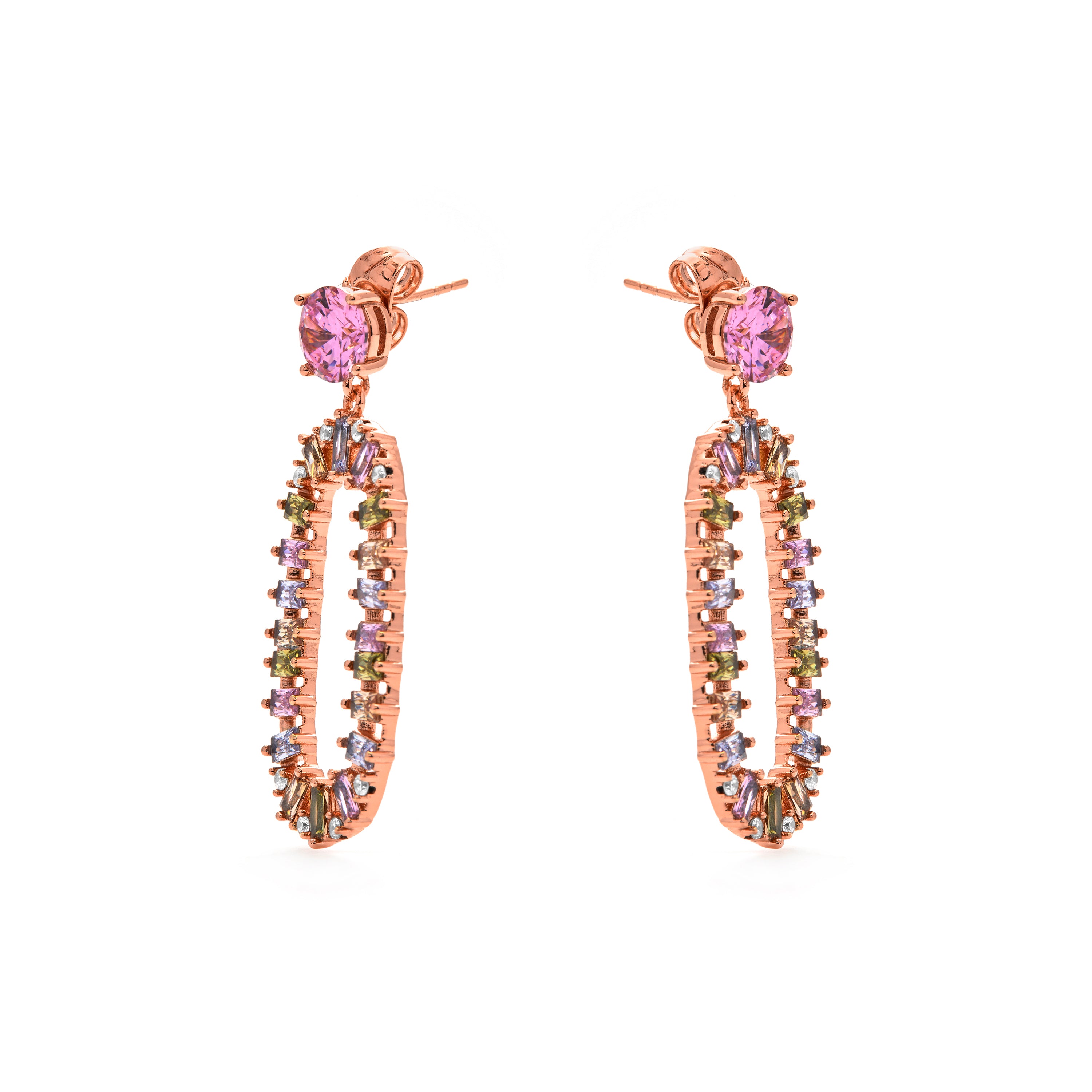 Pendientes de Circonita Multicolor acabado en oro amarillo de 18k - Arose