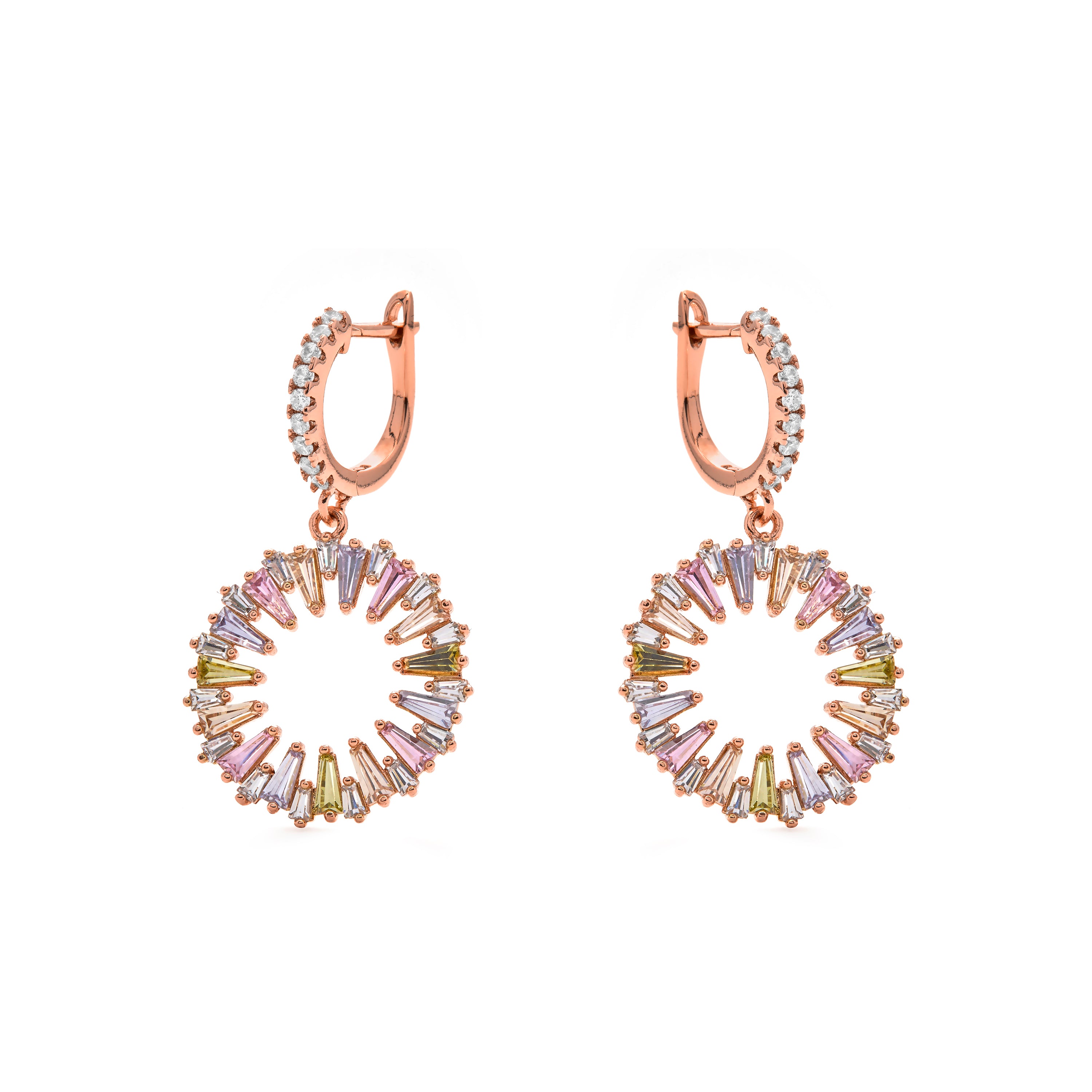 Pendientes de Circonita Multicolor acabado en oro amarillo de 18k - Raidow
