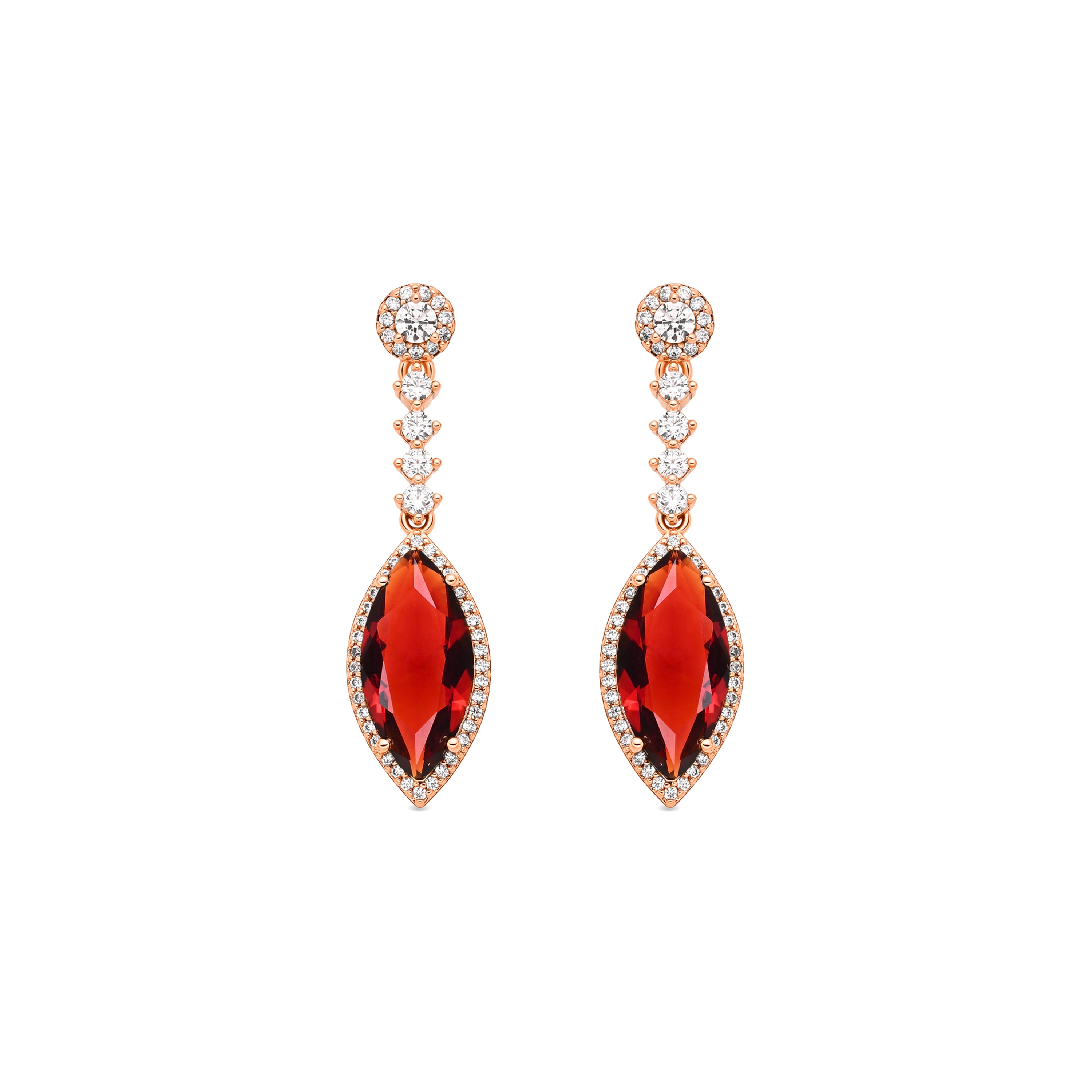 Pendientes de Circonita Rubí acabado en oro amarillo de 18k - Musred