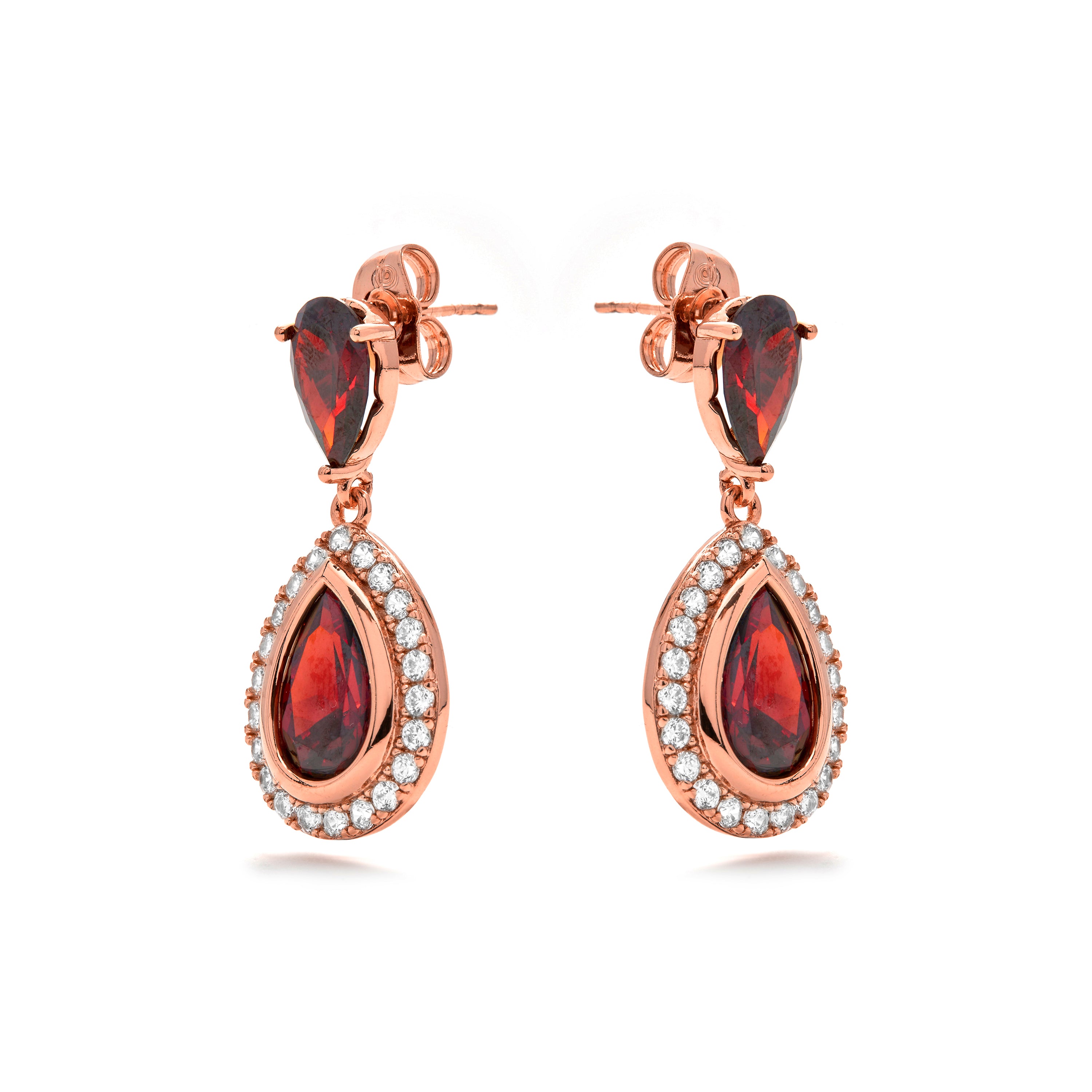Pendientes de Circonita Rubí acabado en oro amarillo de 18k - Lilem