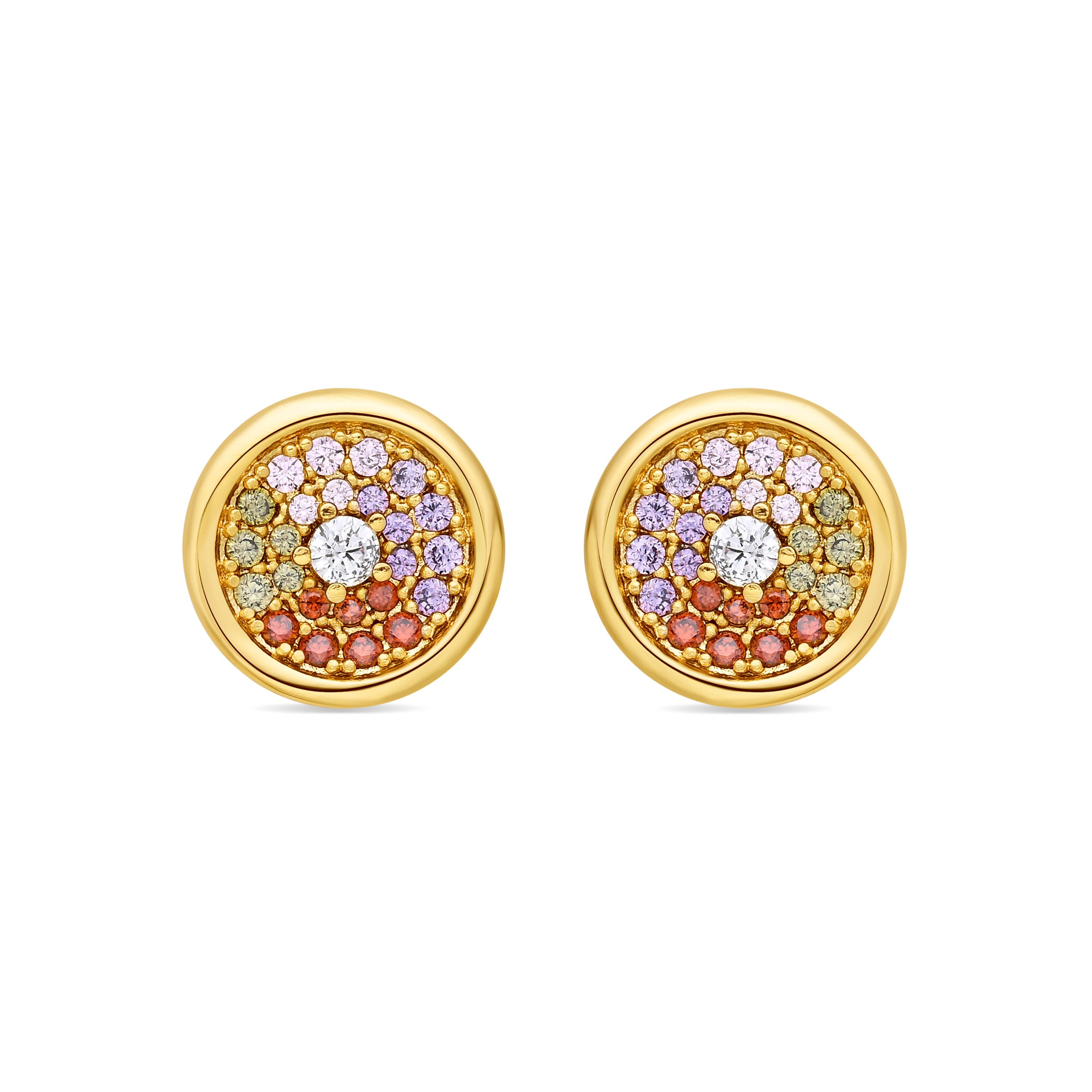 Pendientes de Circonita Multicolor acabado en oro amarillo de 18k - Yawer