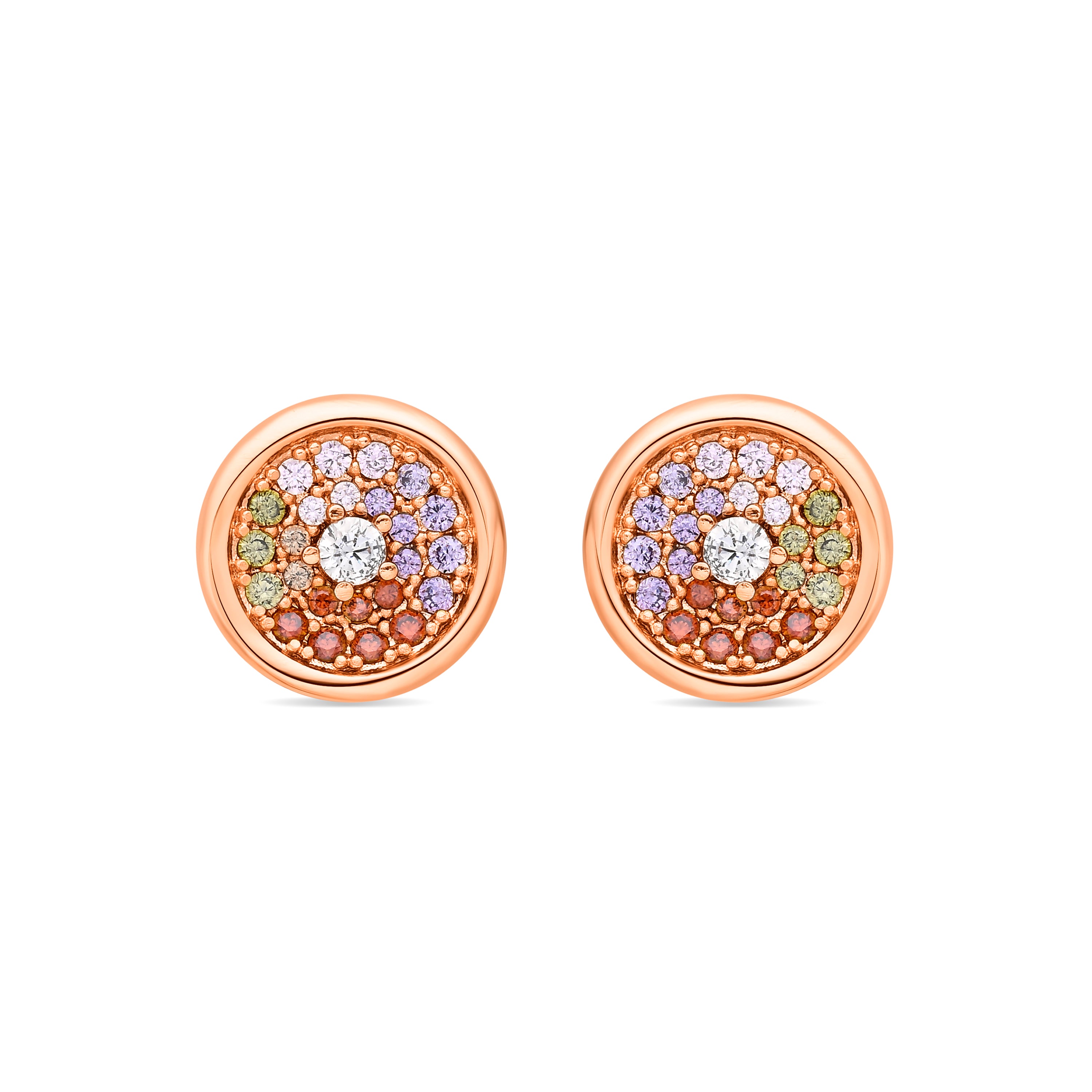 Pendientes de Circonita Multicolor acabado en oro amarillo de 18k - Yawer