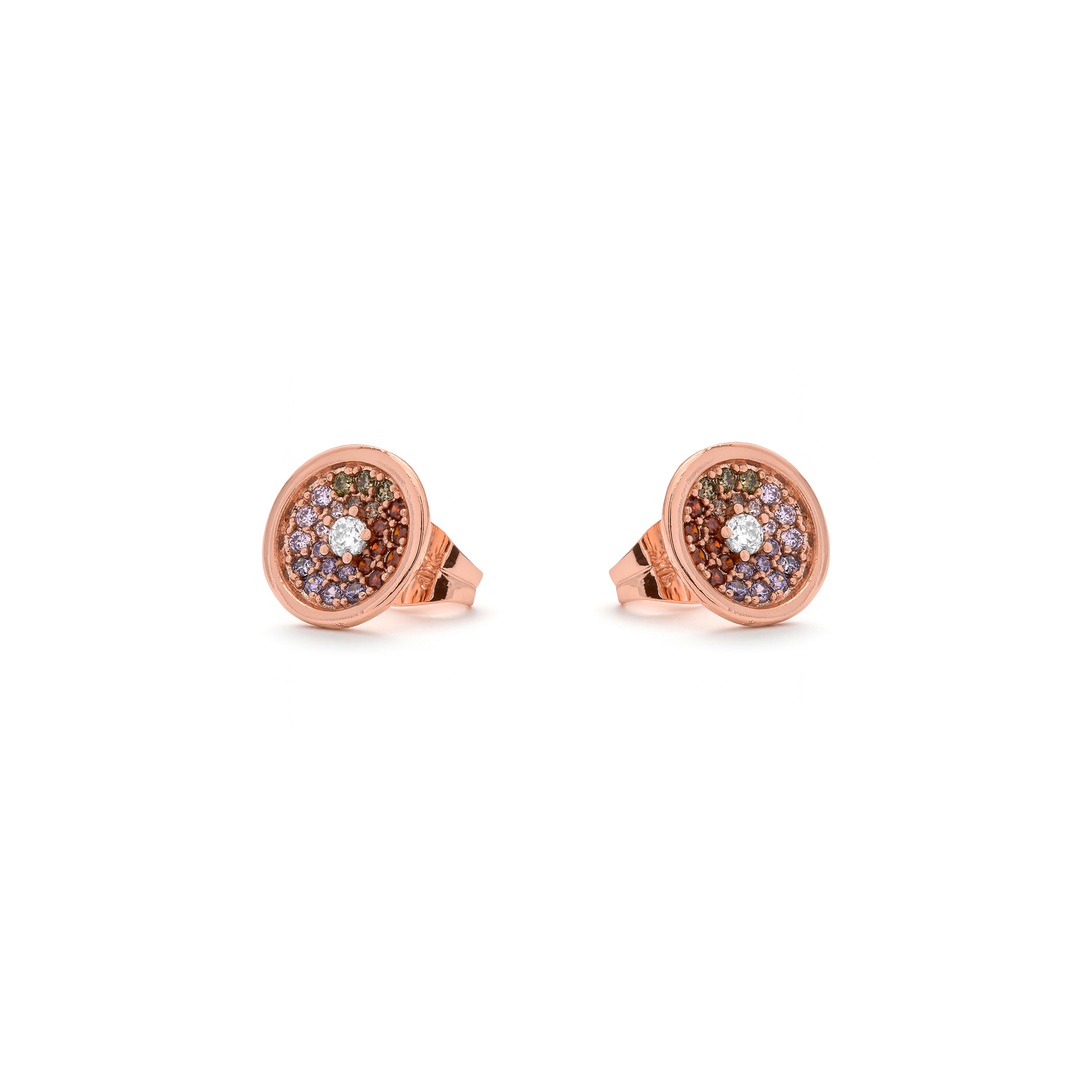 Pendientes de Circonita Multicolor acabado en oro amarillo de 18k - Yawer