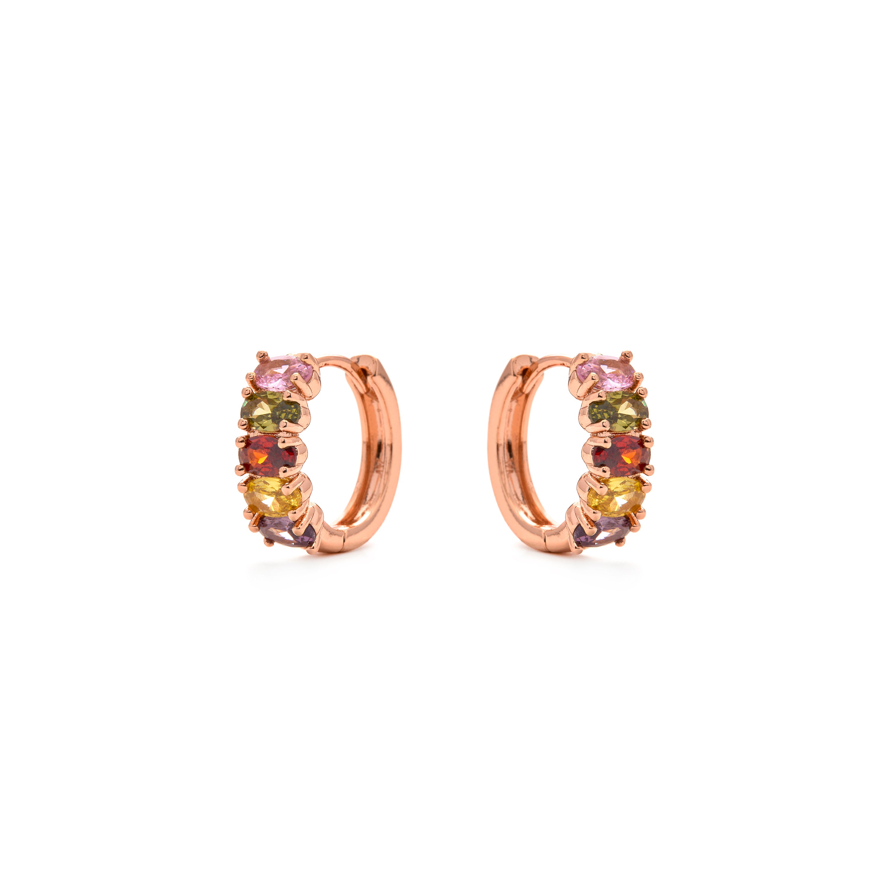 Pendientes de Circonita Multicolor acabado en oro amarillo de 18k - Fimiw