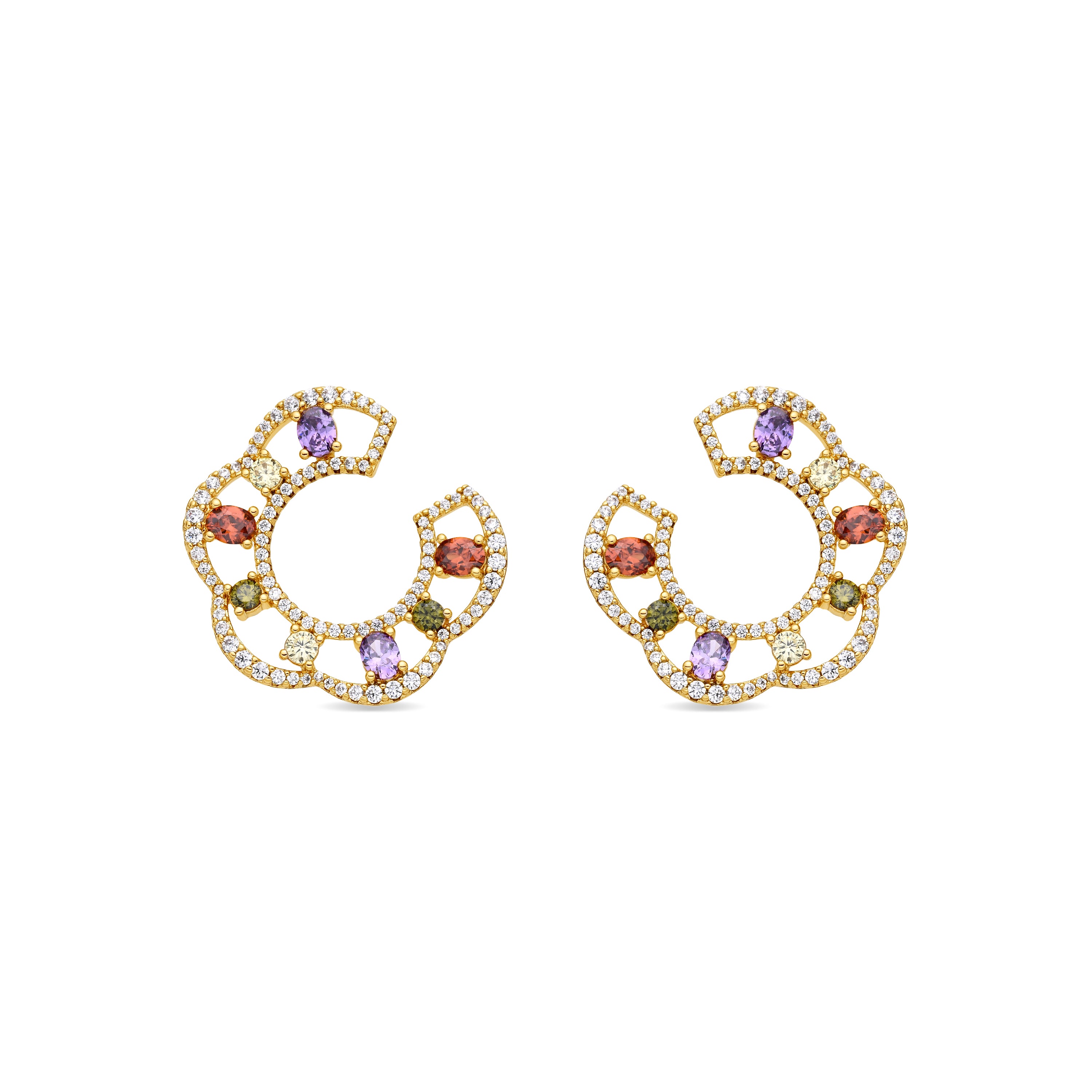Pendientes de Circonita Multicolor acabado en oro amarillo de 18k - Prorax