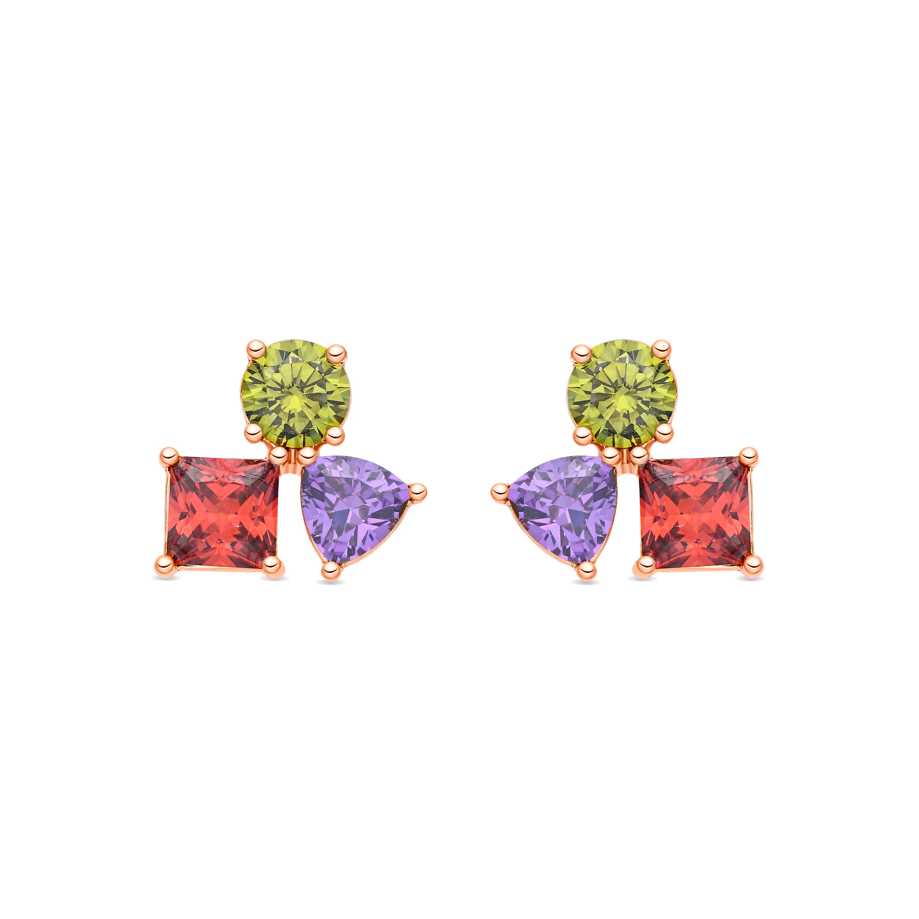 Pendientes de Circonita Multicolor acabado en oro amarillo de 18k - Moew