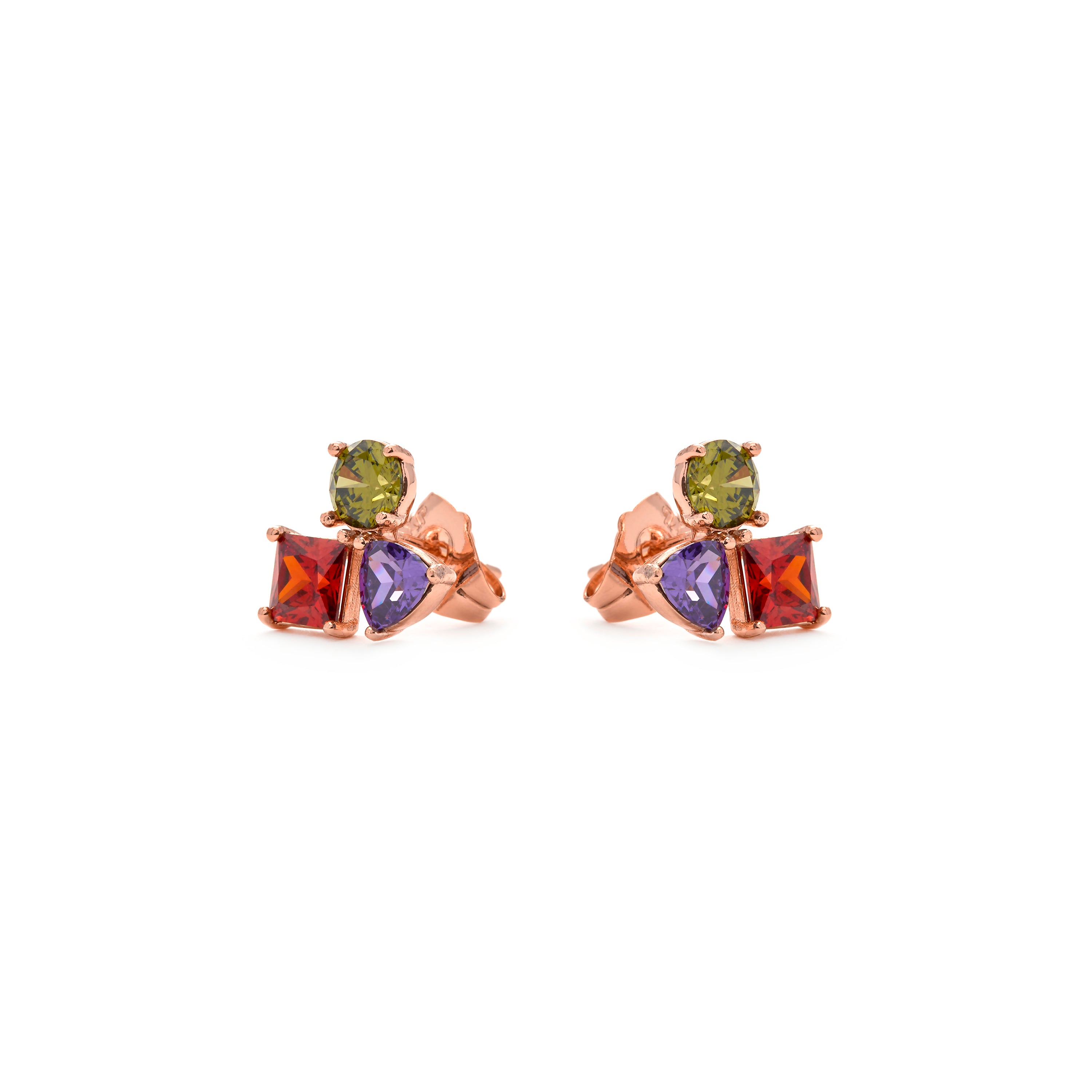 Pendientes de Circonita Multicolor acabado en oro amarillo de 18k - Moew