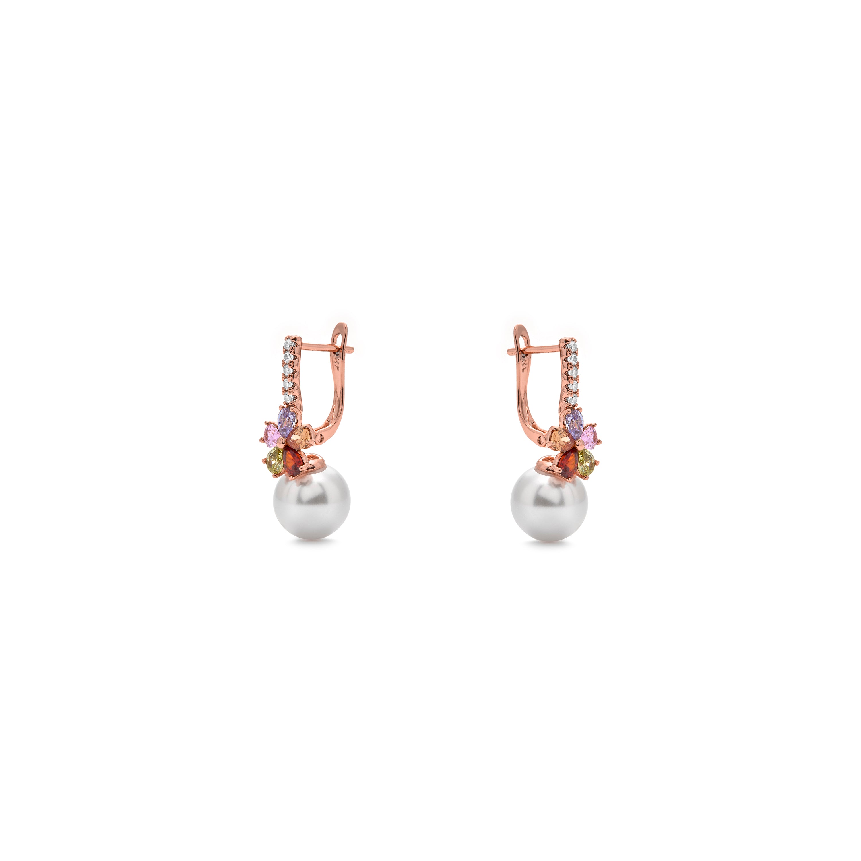 Pendientes de Circonita Multicolor acabado en oro amarillo de 18k - Vaza