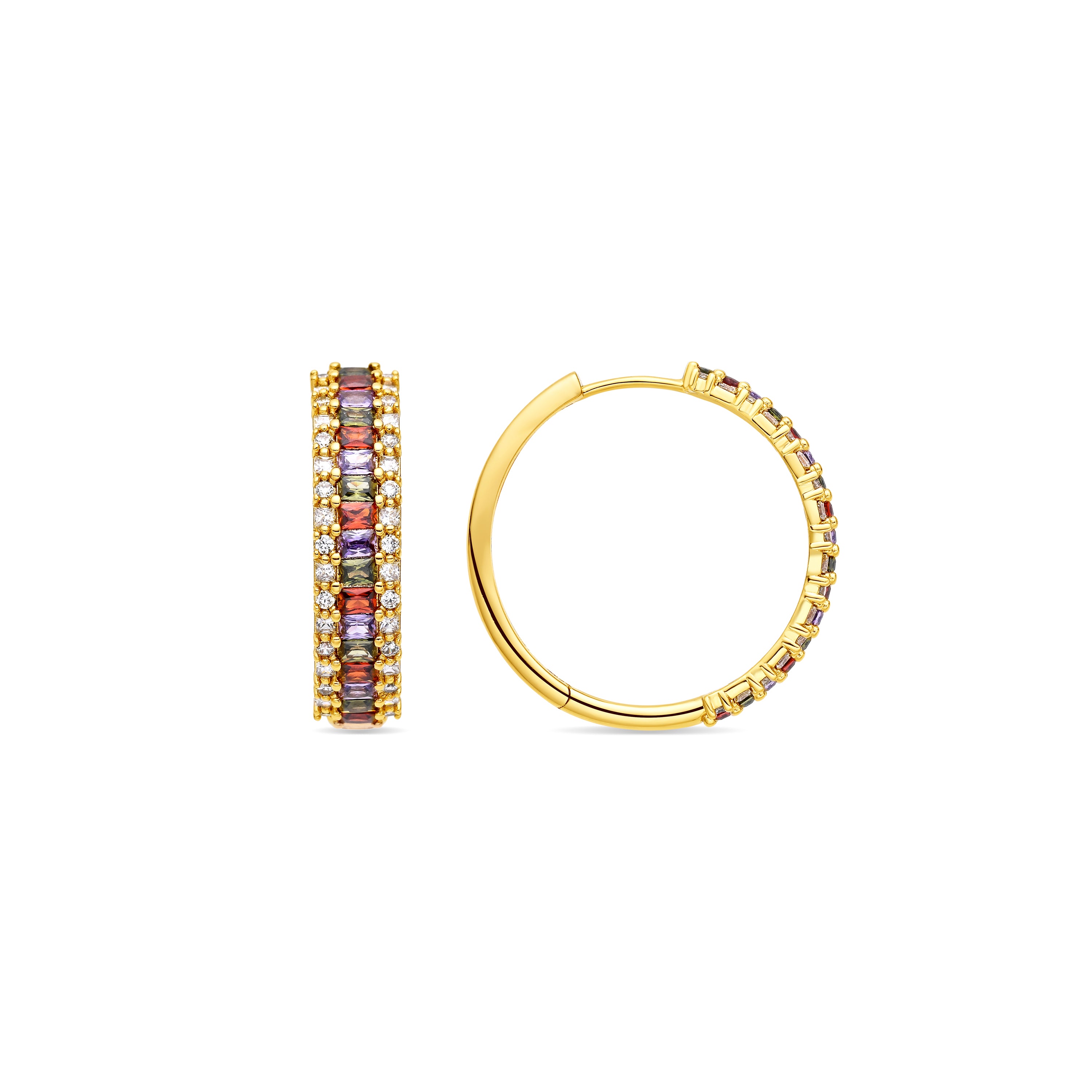 Pendientes de Circonita Multicolor acabado en oro amarillo de 18k - Forast