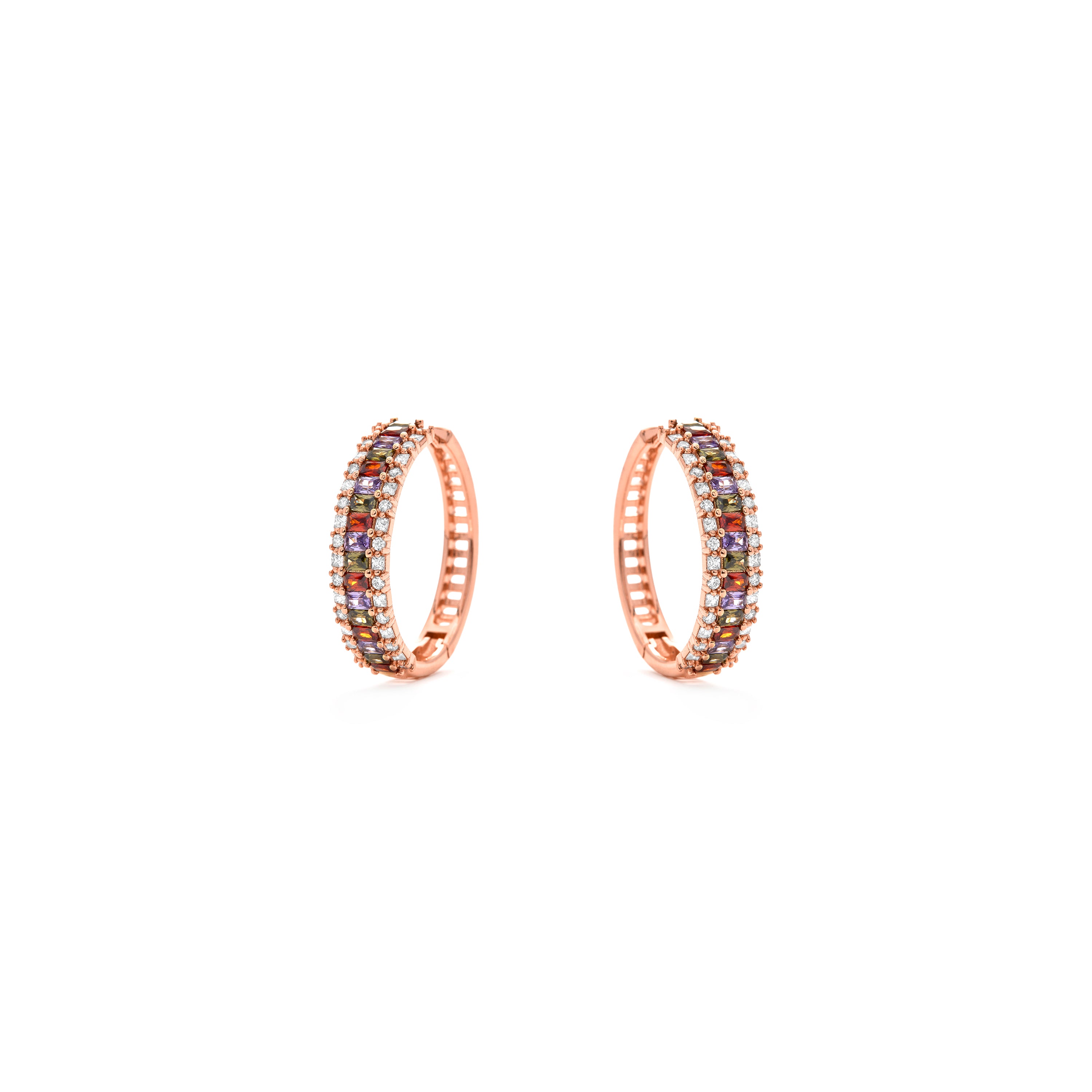 Pendientes de Circonita Multicolor acabado en oro amarillo de 18k - Forast