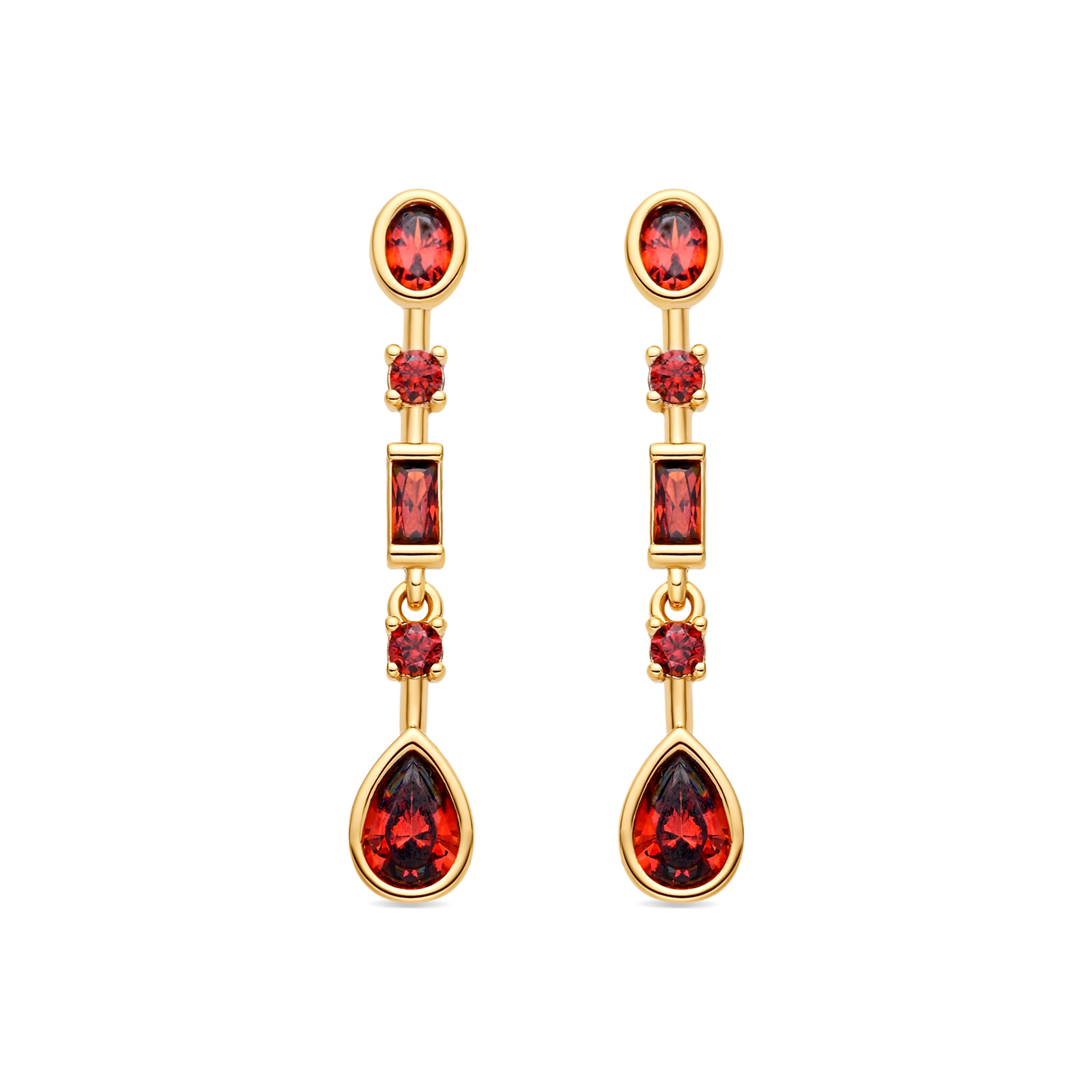 Pendientes de Circonita Rubí acabado en oro amarillo de 18k - Mobor