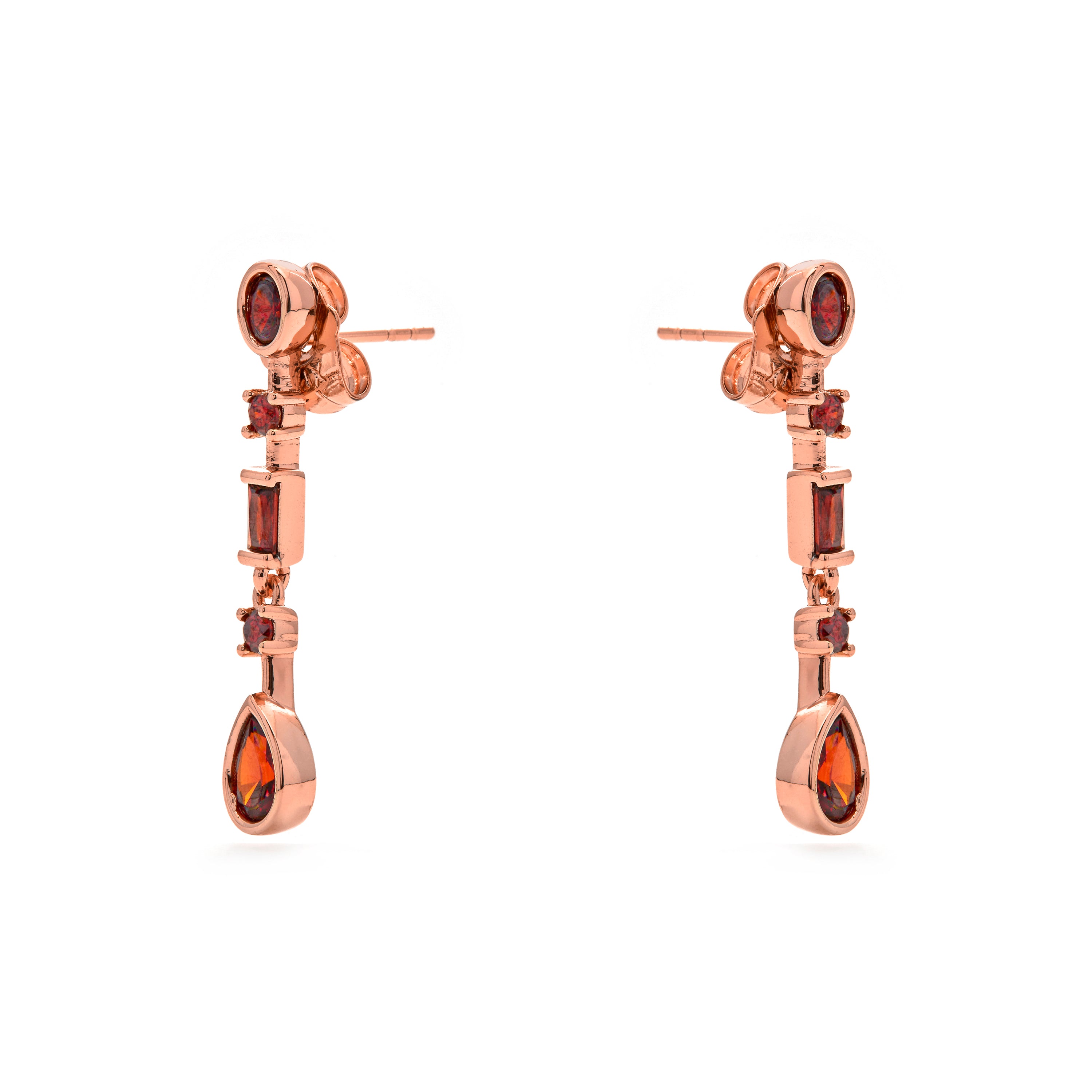 Pendientes de Circonita Rubí acabado en oro amarillo de 18k - Mobor