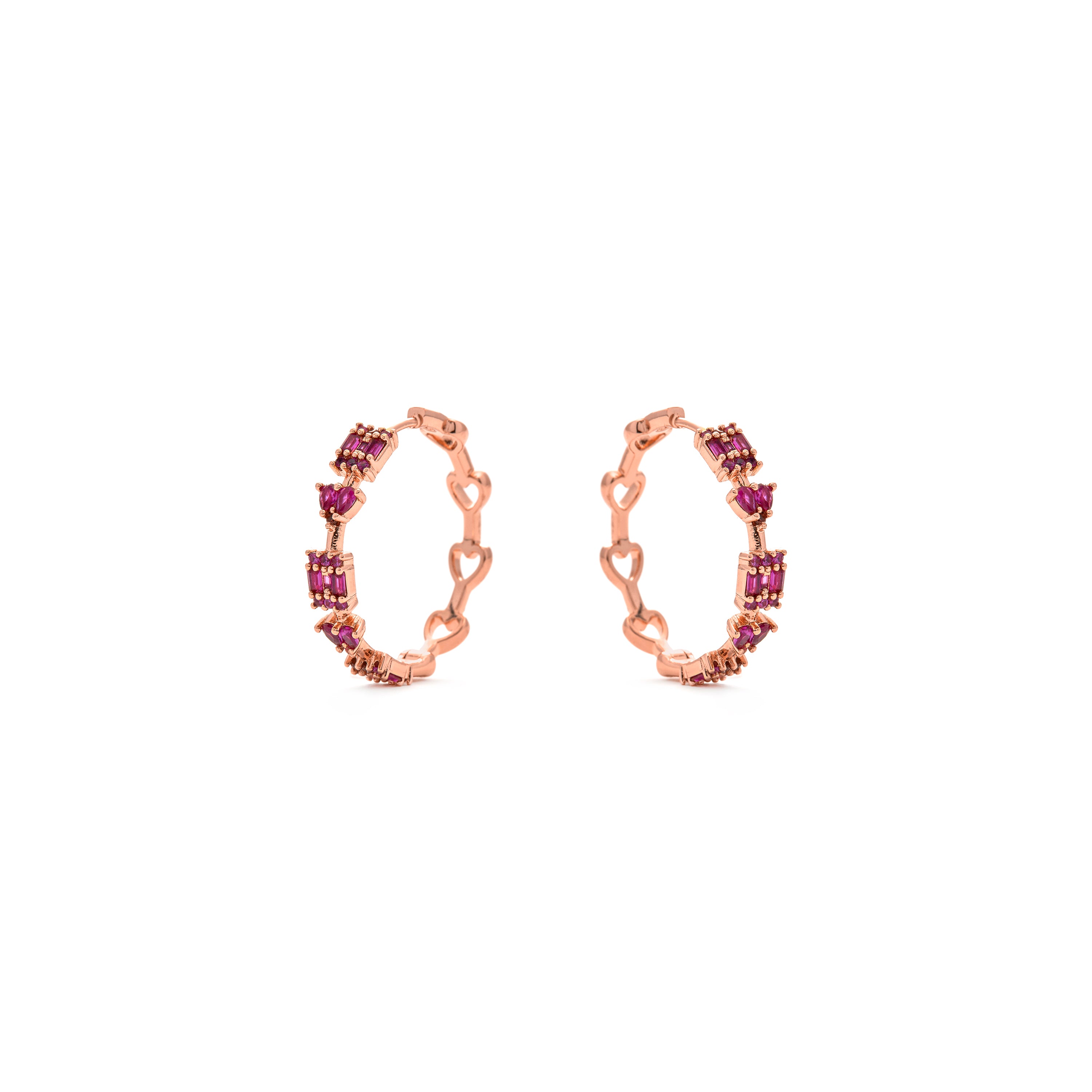 Pendientes de Circonita Rubí acabado en oro amarillo de 18k - Fanri