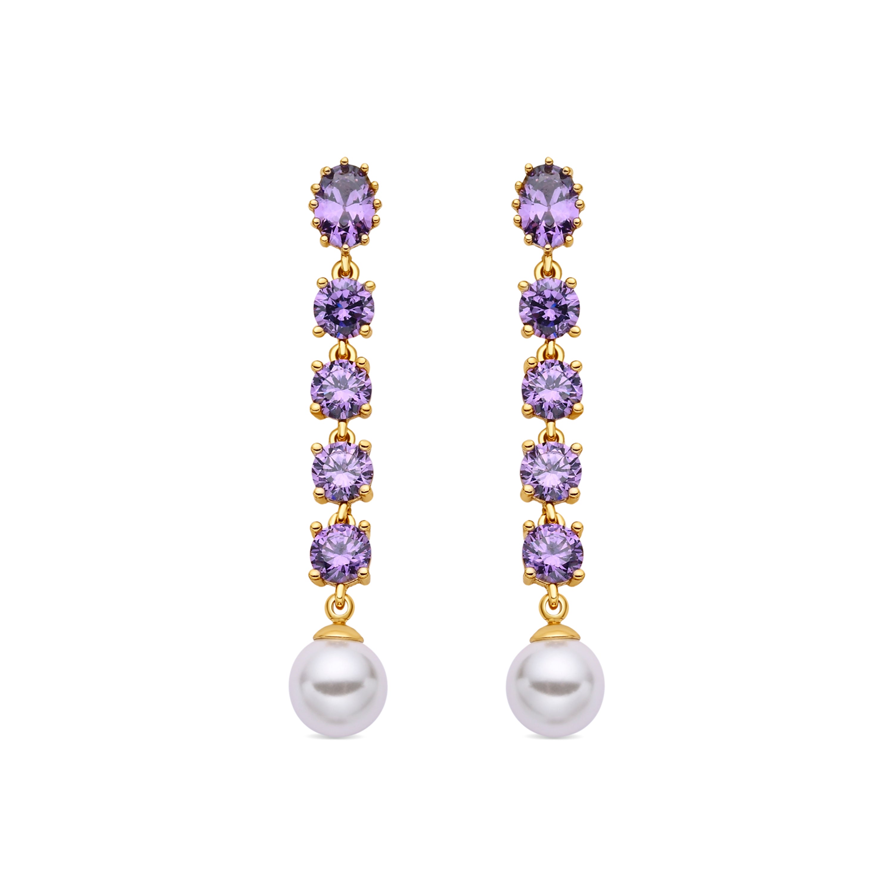 Pendientes de Circonita Amatista acabado en oro amarillo de 18k - Thagy