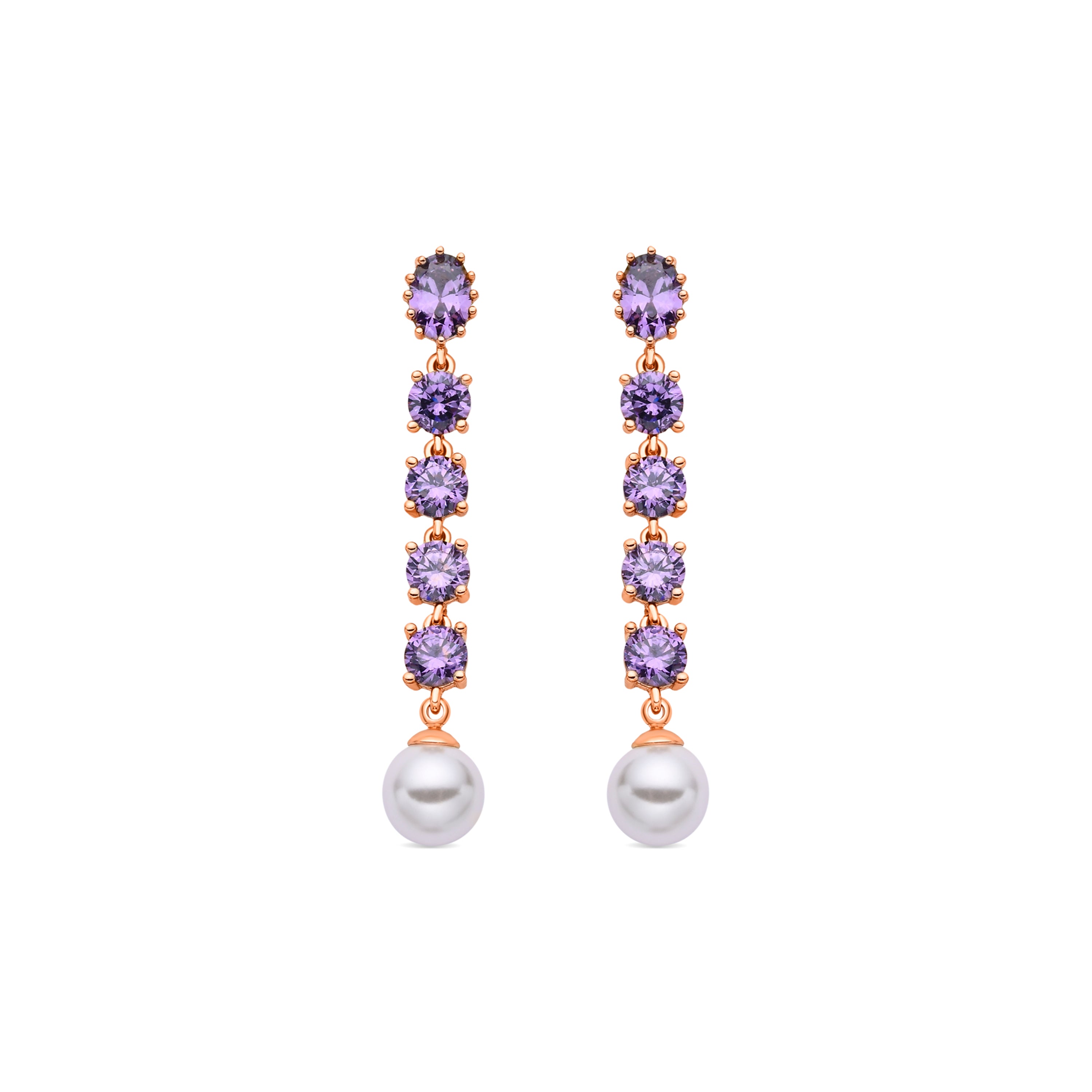Pendientes de Circonita Amatista acabado en oro amarillo de 18k - Thagy