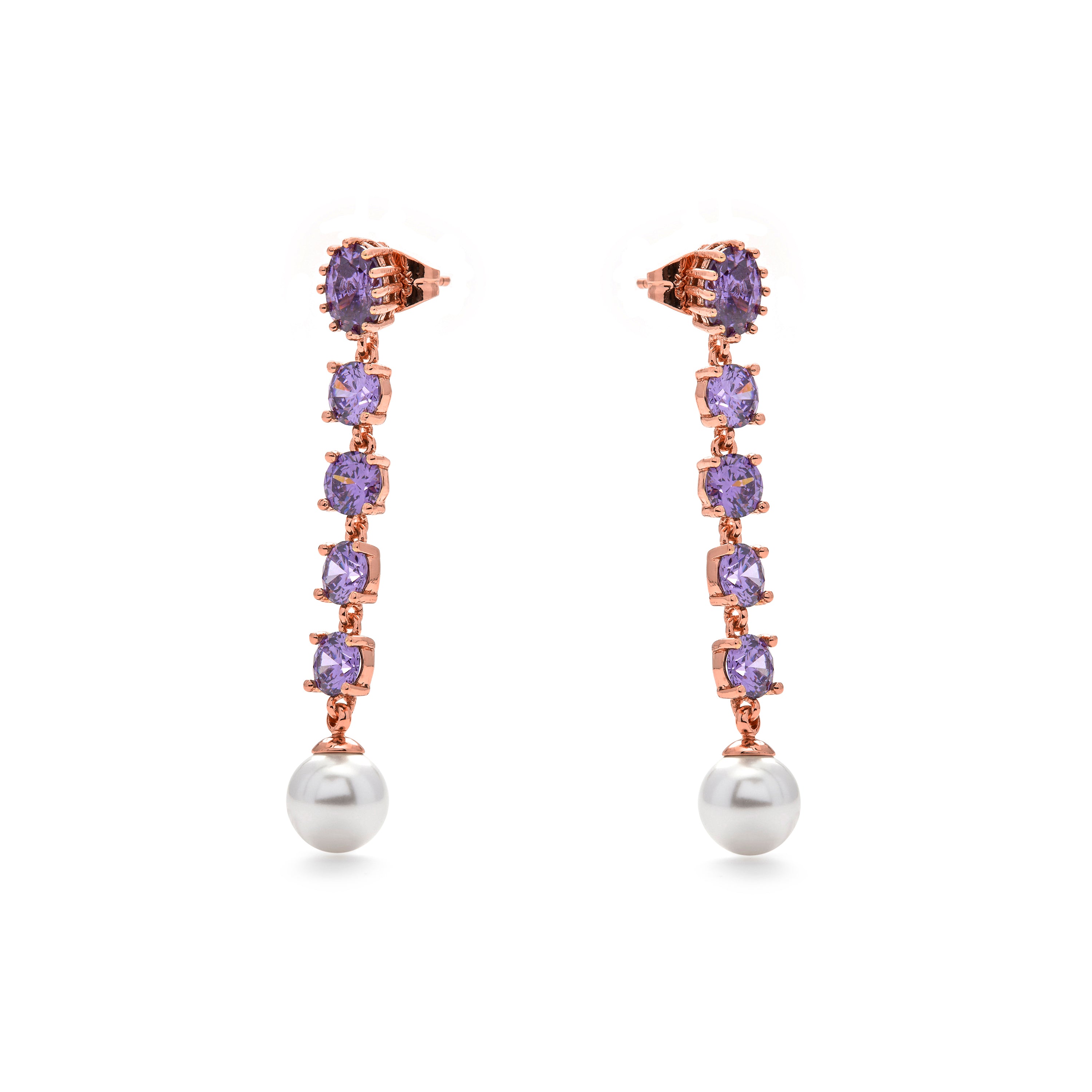 Pendientes de Circonita Amatista acabado en oro amarillo de 18k - Thagy