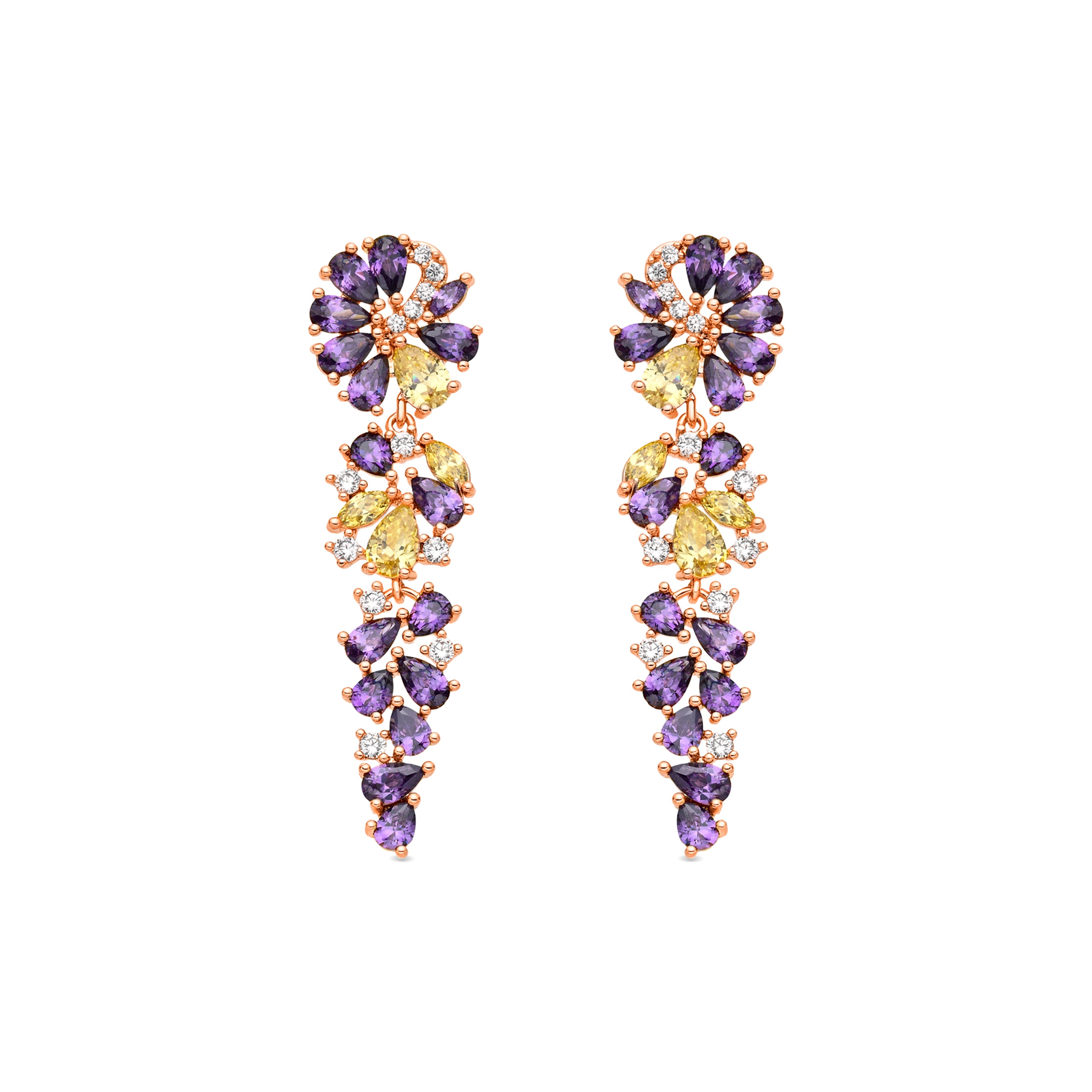 Pendientes de Circonita Amatista acabado en oro amarillo de 18k - Maildu