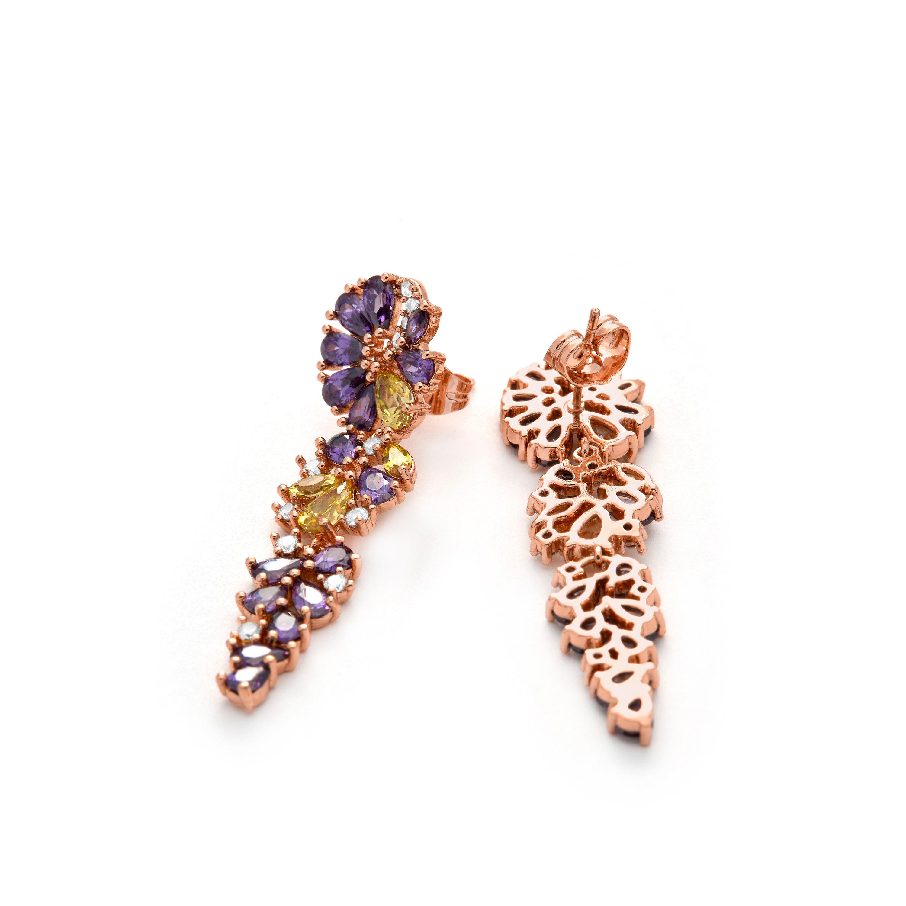 Pendientes de Circonita Amatista acabado en oro amarillo de 18k - Maildu