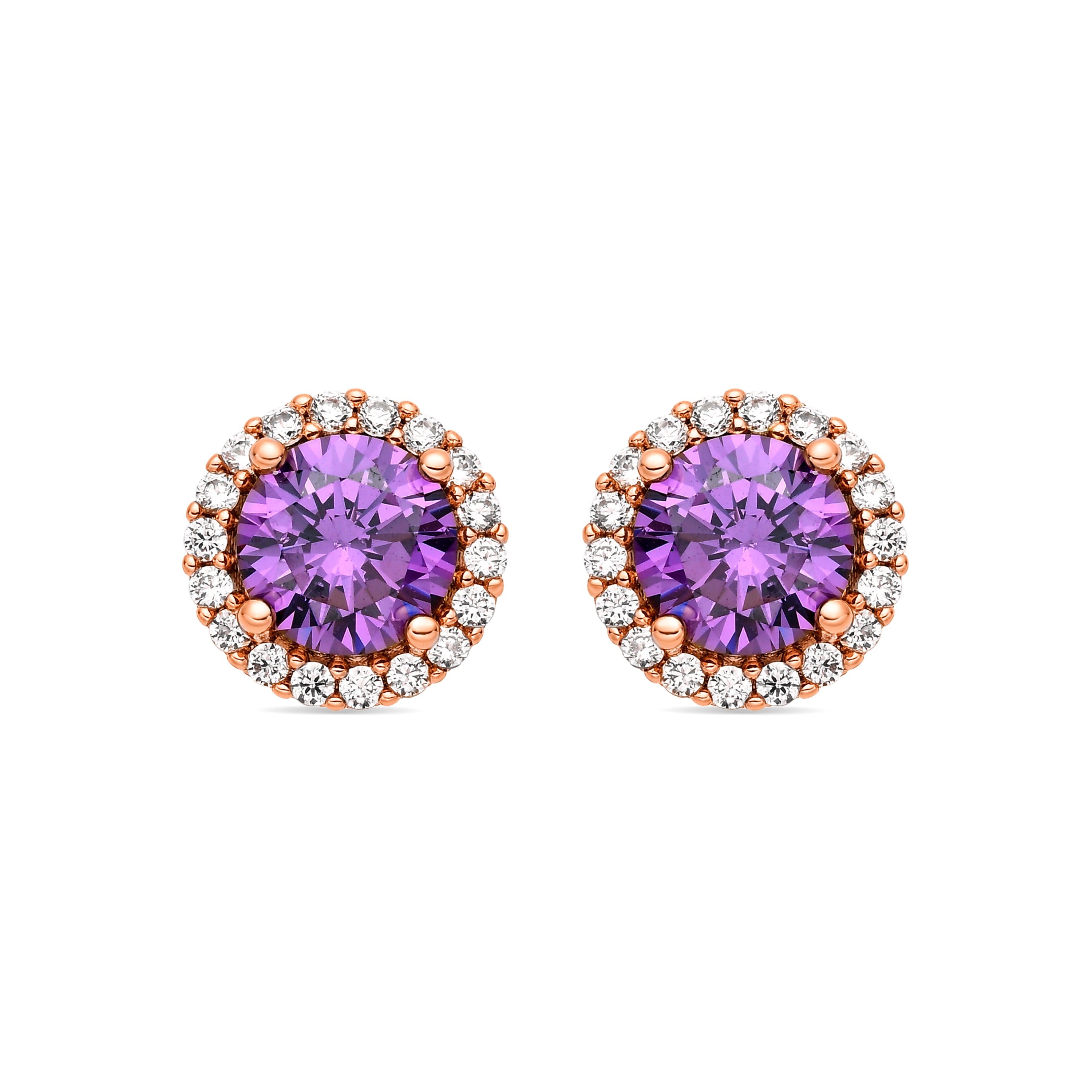 Pendientes de Circonita Amatista acabado en oro amarillo de 18k - Lizbo
