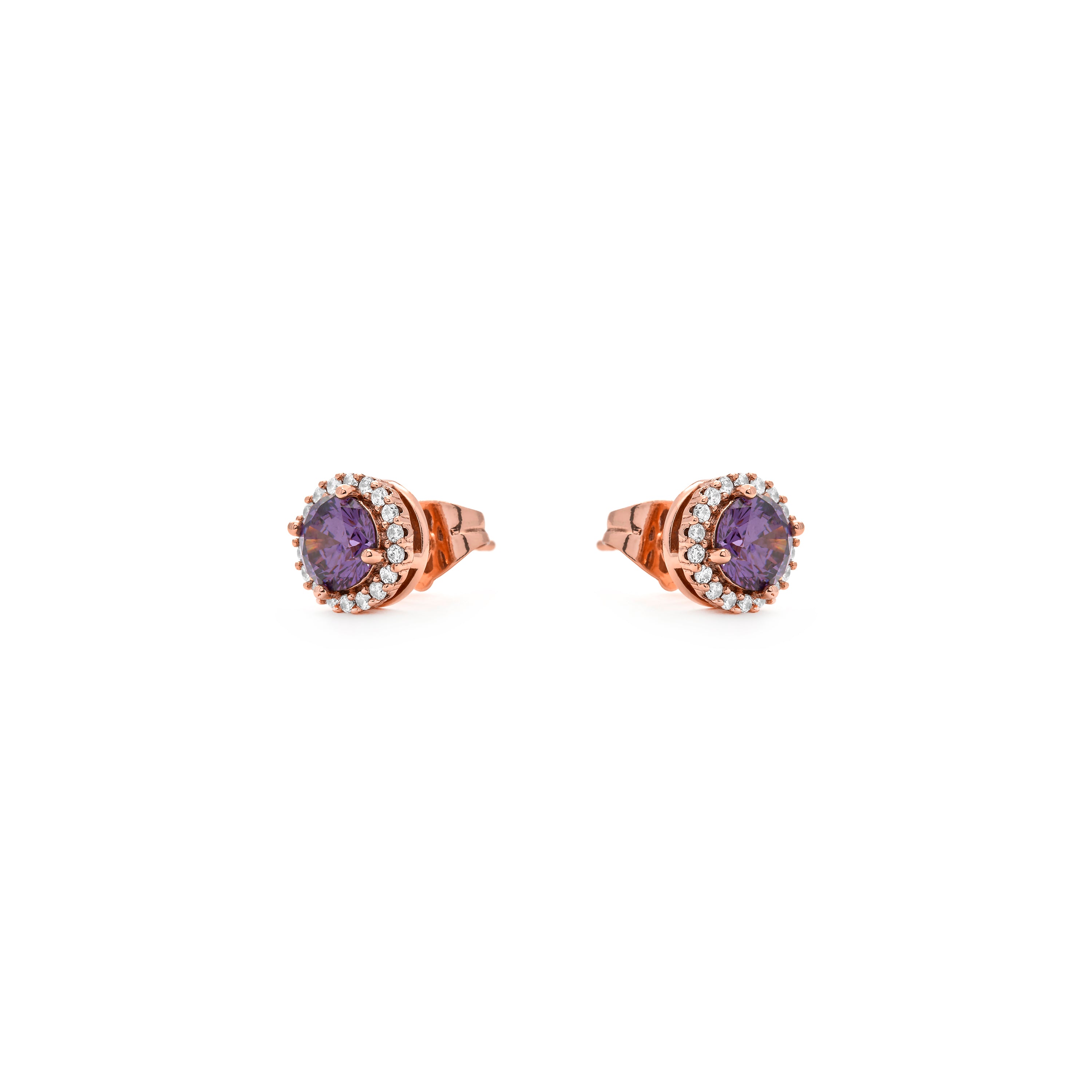 Pendientes de Circonita Amatista acabado en oro amarillo de 18k - Lizbo