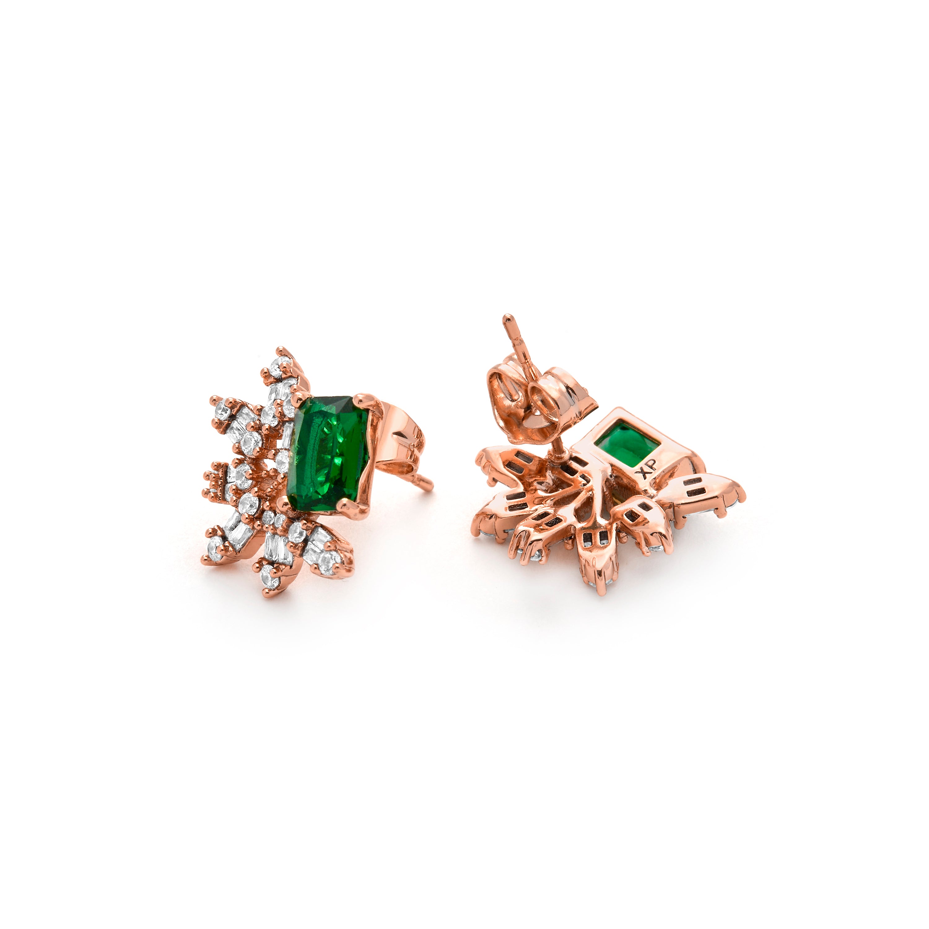 Pendientes de Circonita Esmeralda acabado en oro amarillo de 18k - Juveio