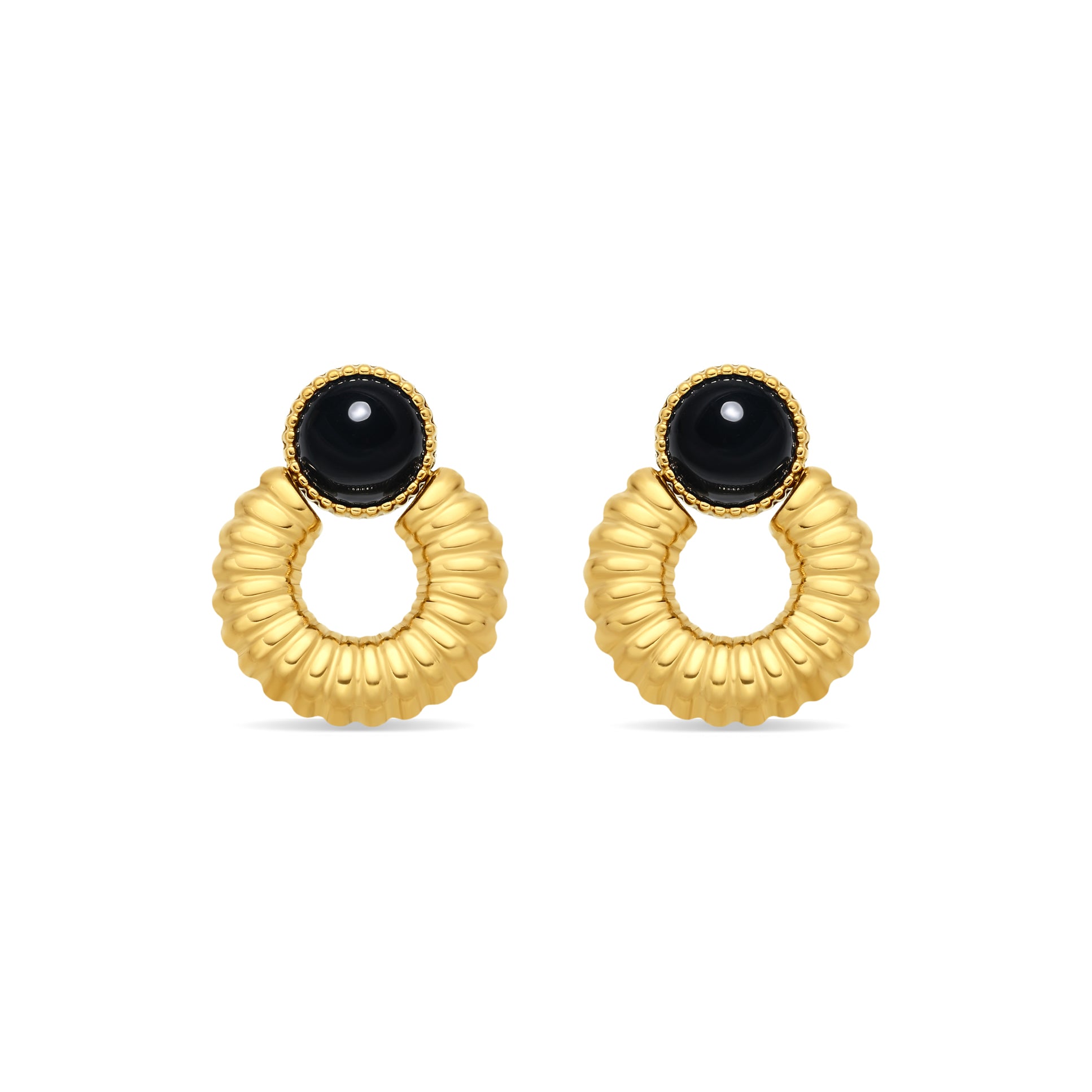 Pendientes de Aleación de Metal y Resina Negra acabado en oro amarillo de 18k - Mugor