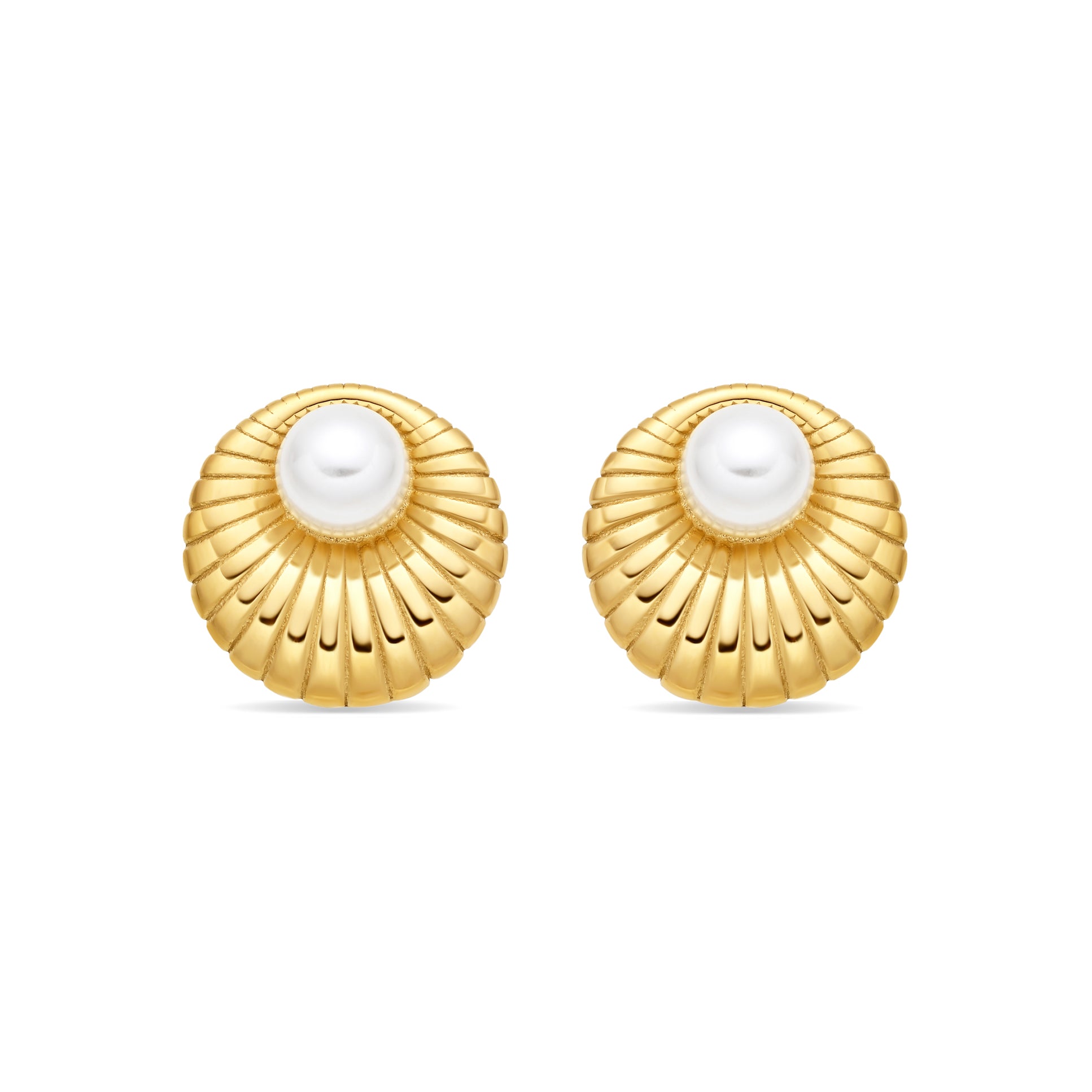 Pendientes de Aleación de Metal y Perla Blanca acabado en oro amarillo de 18k - Liusah