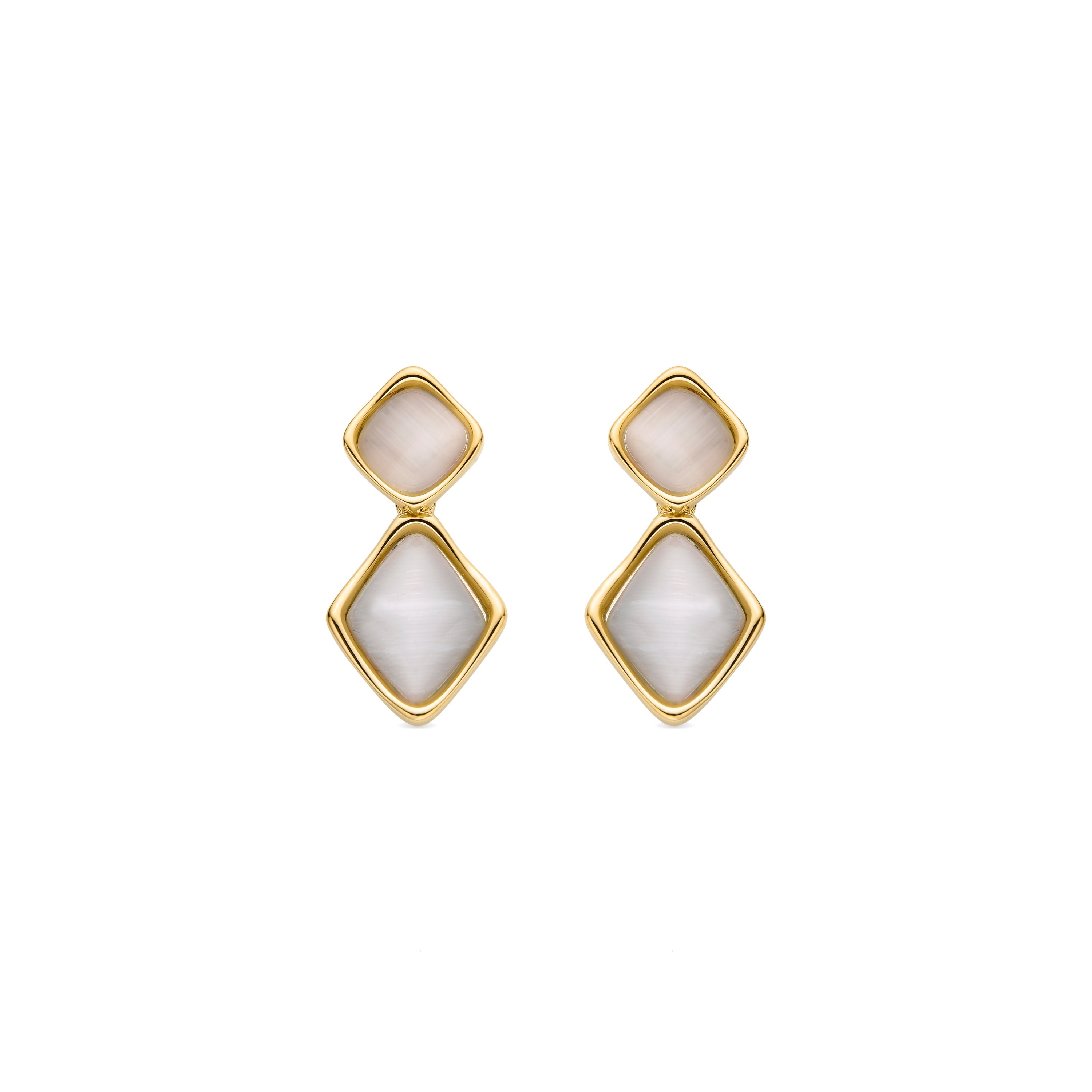 Pendientes de Madreperla Blanca acabados en oro amarillo 18K - Zahere