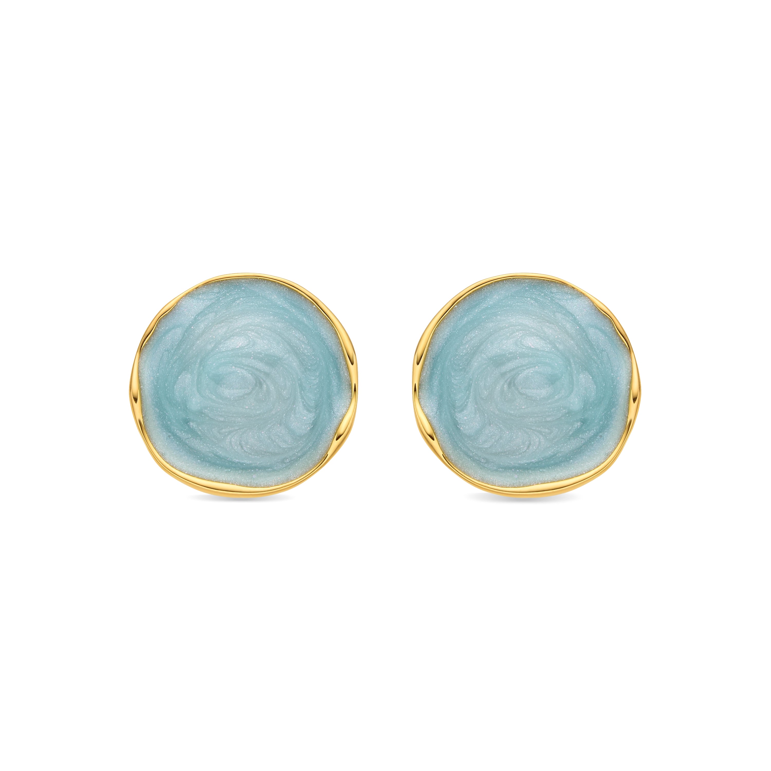 Pendientes acabado oro amarillo de 18k y Lacado Azul - Huldio