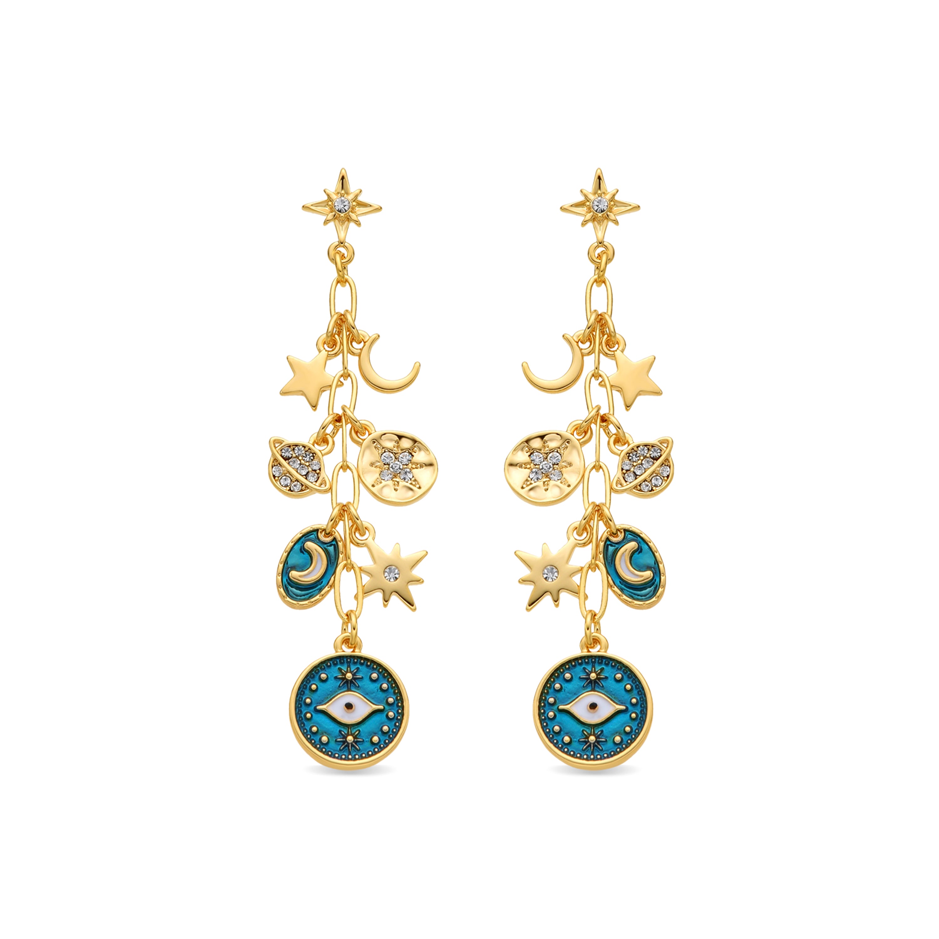 Ohrringe mit 18k Gelbgold-Finish und blauer Harz - Wiwik