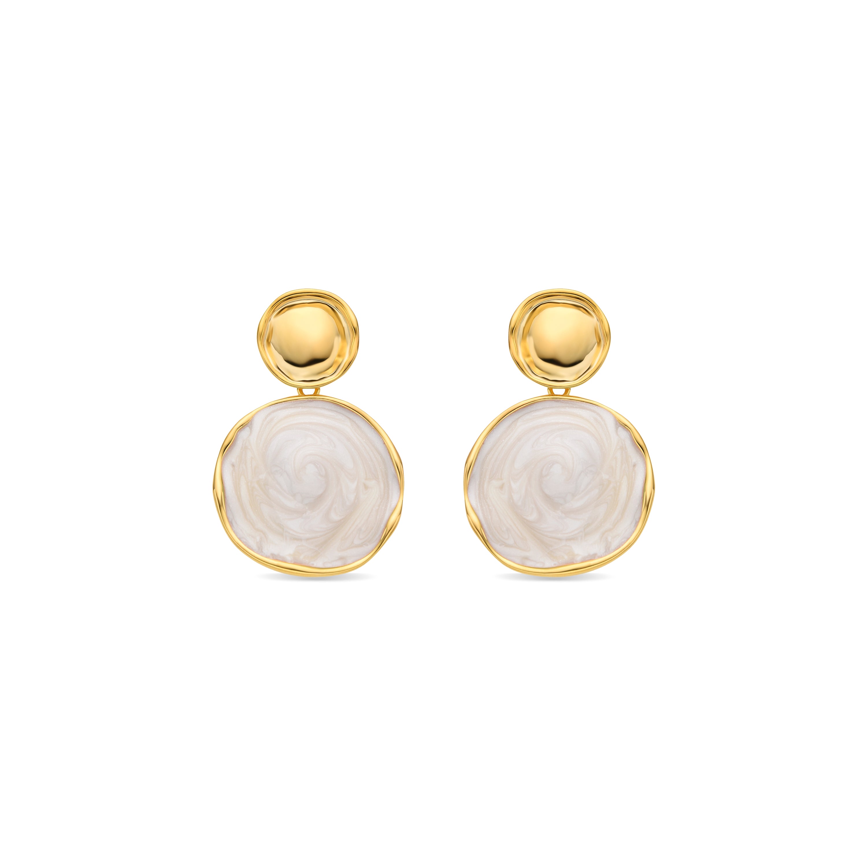 Pendientes acabado oro amarillo de 18k y Lacado Blanco - Talorzi