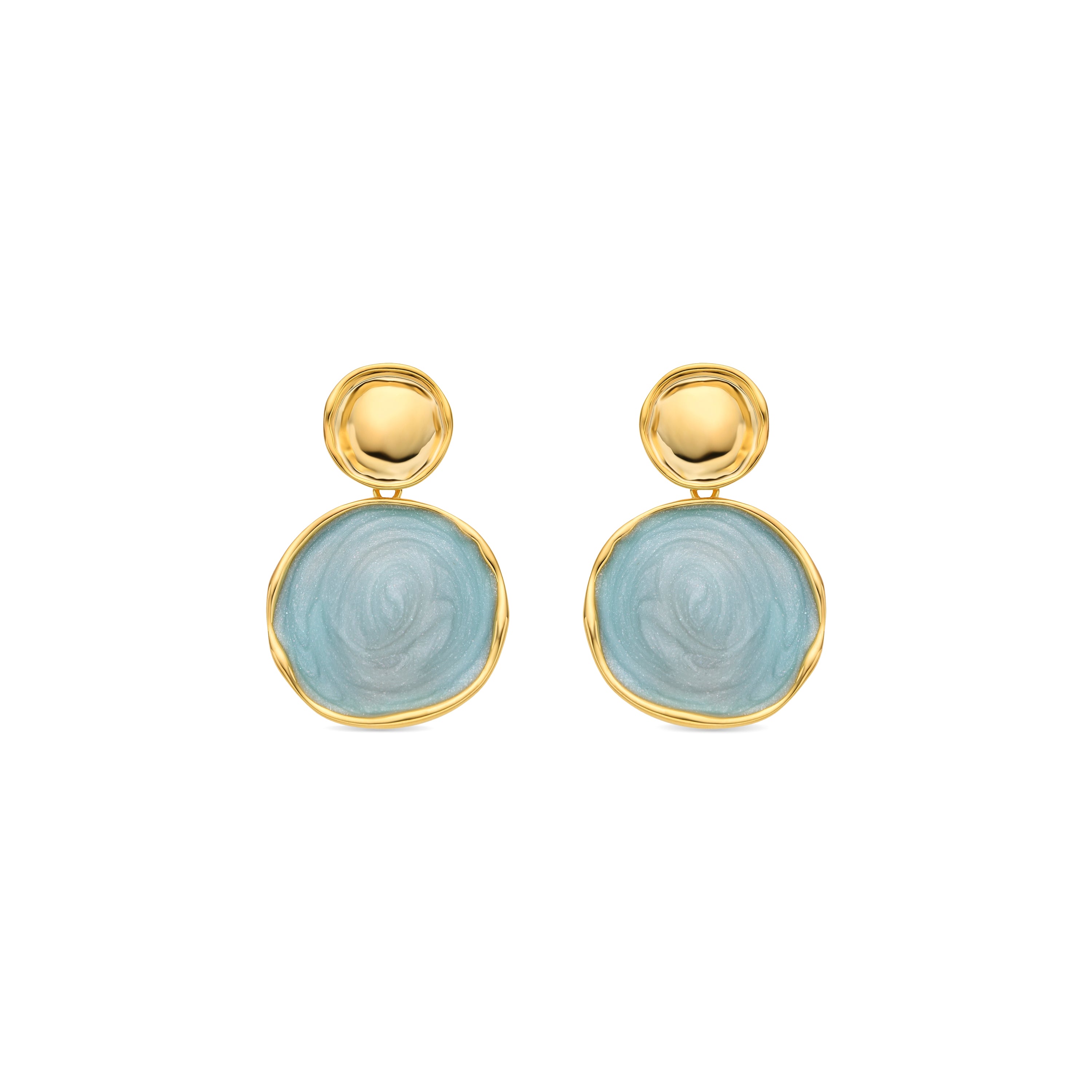 Pendientes acabado oro amarillo de 18k y Lacado Azul - Talorzi