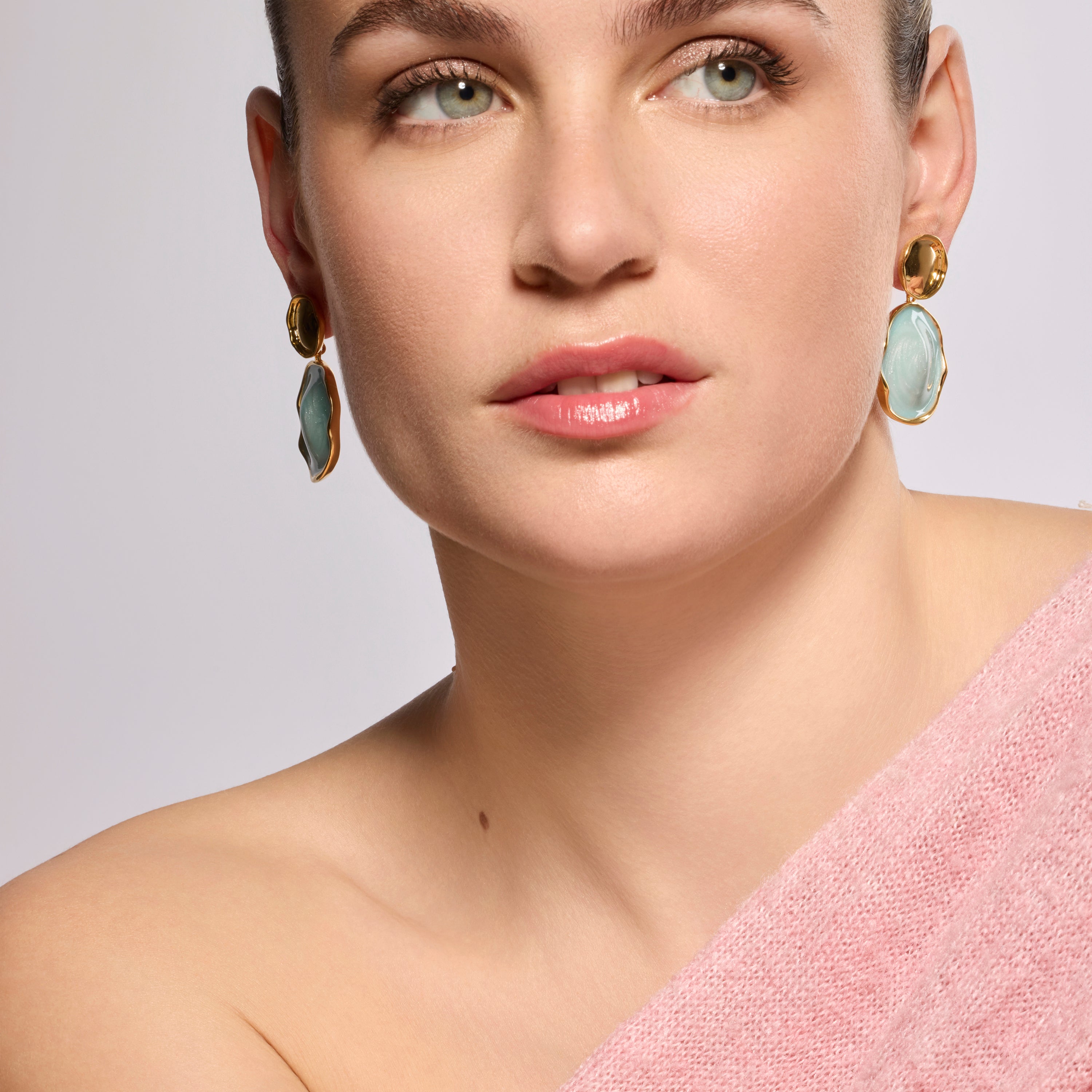 Pendientes acabado oro amarillo de 18k y Lacado Azul - Talorzi