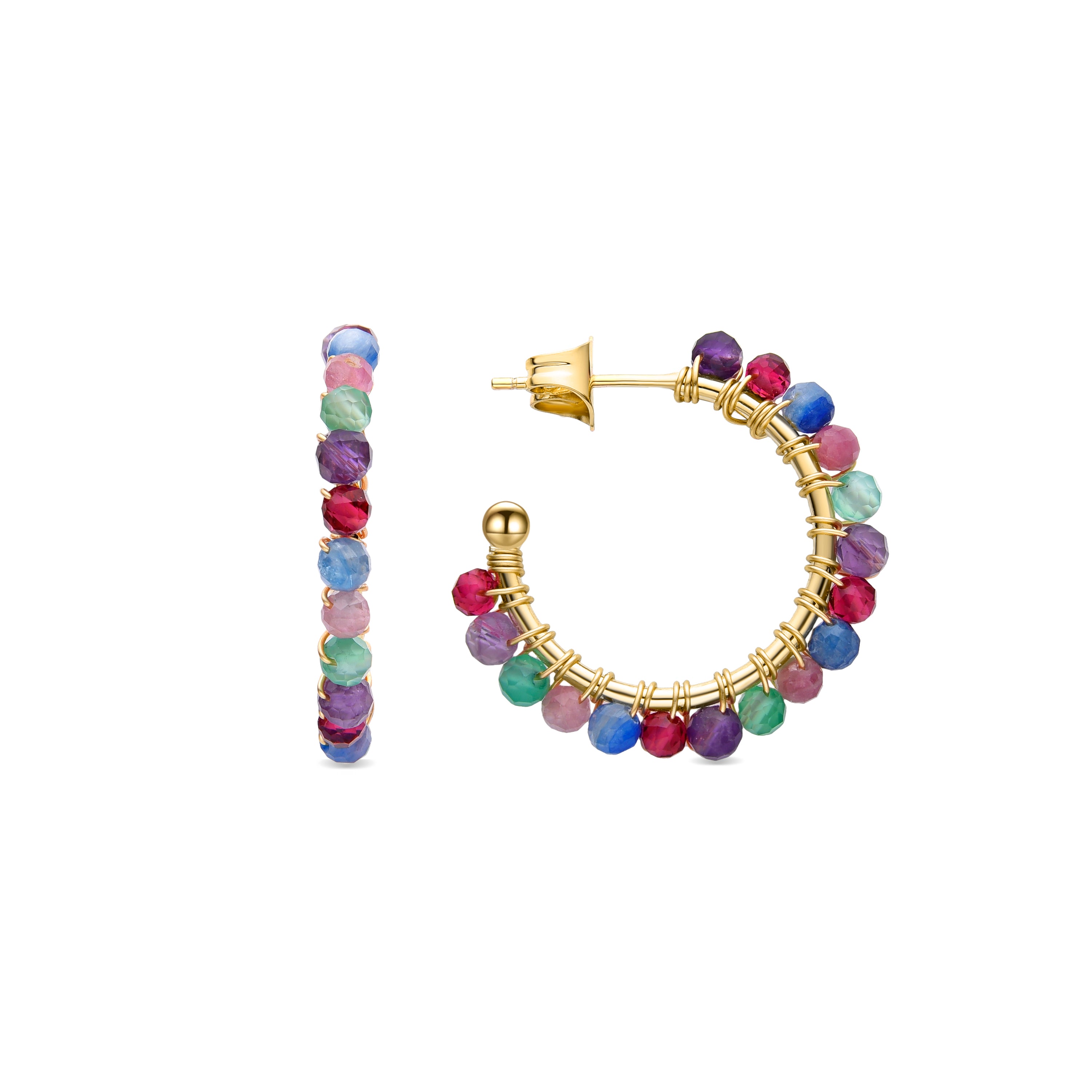 Pendientes de Cristal Multicolor acabados en oro amarillo de 18K - Zain