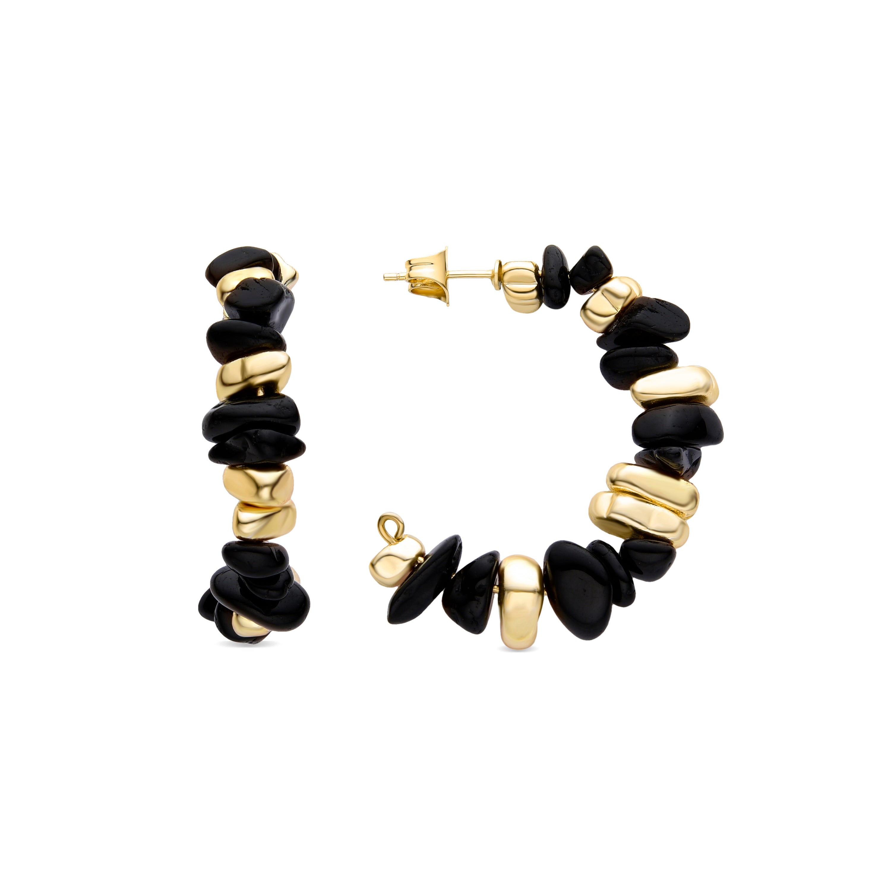 Pendientes de Agata Negra acabados en oro amarillo 18K - Delay