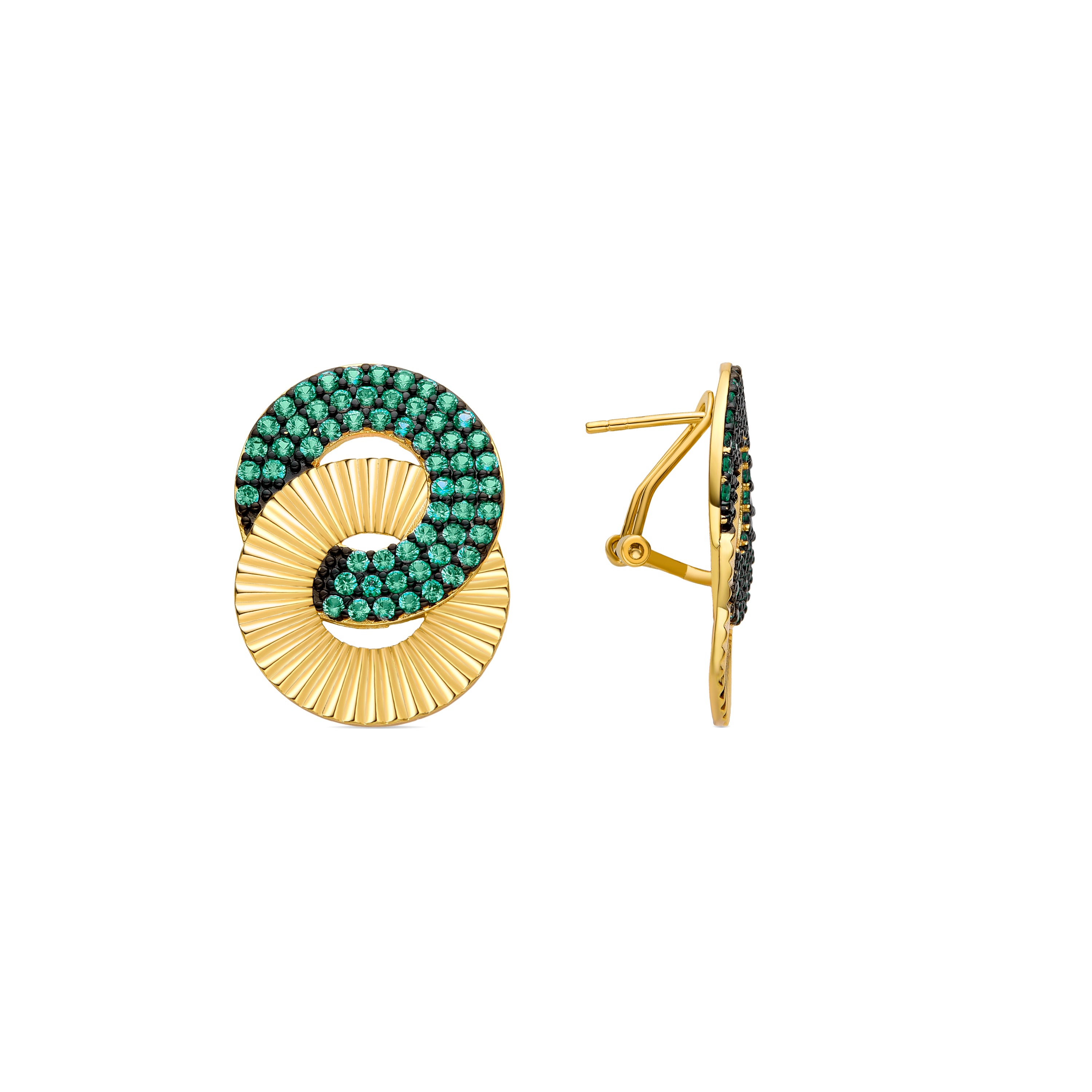 Pendientes de Cuarzo Hidrotermal Verde Claro acabados en oro amarillo de 18K - Krull