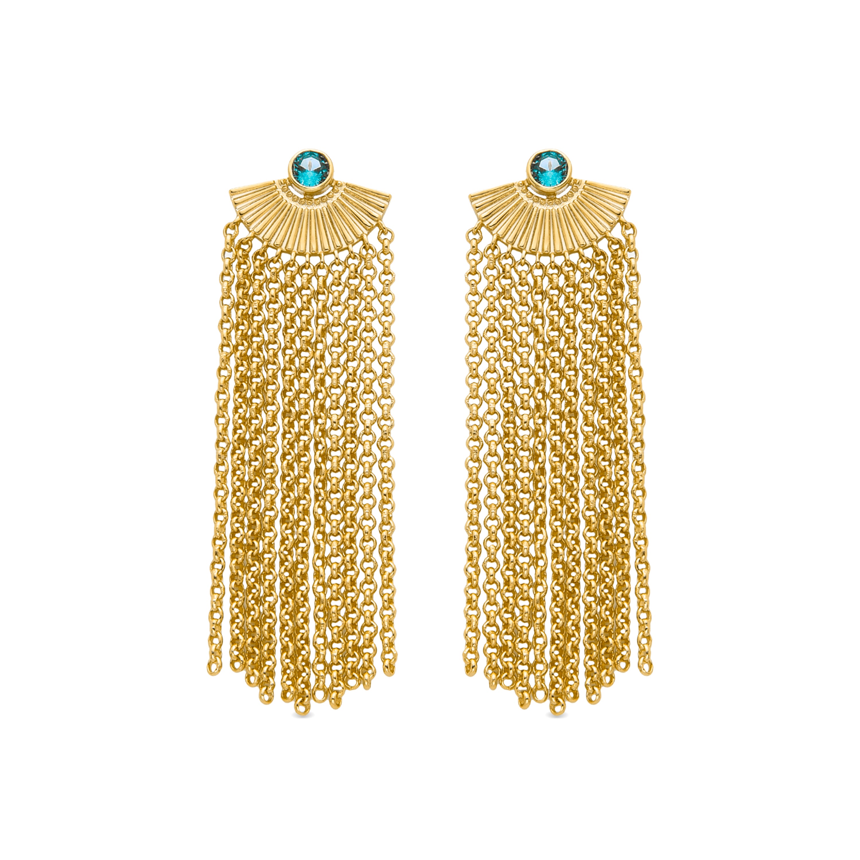 Pendientes de Cuarzo Hidrotermal Verde Claro acabados en oro amarillo de 18K - Wayio