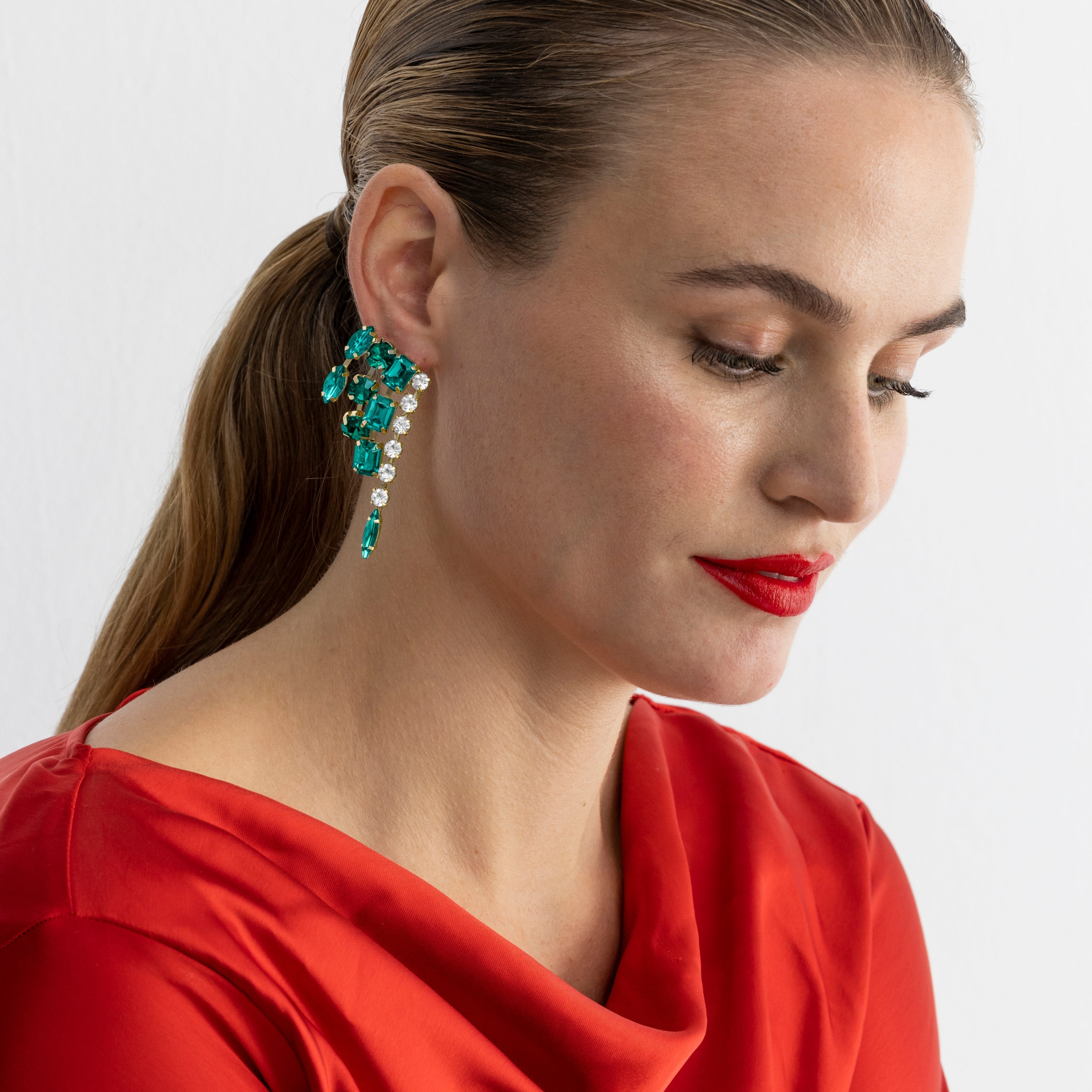 Pendientes con Cristal Multicolor acabado oro 18k - Ordfi