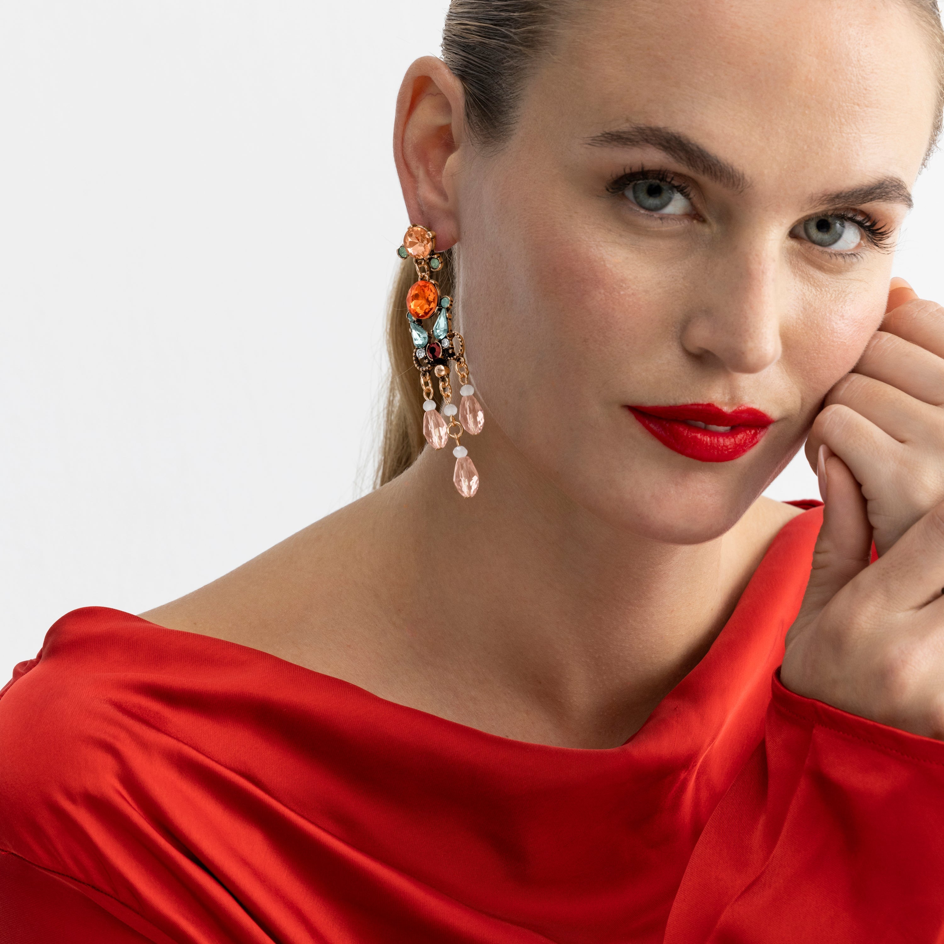 Pendientes con Cristal Multicolor acabado oro 18k - Mormus