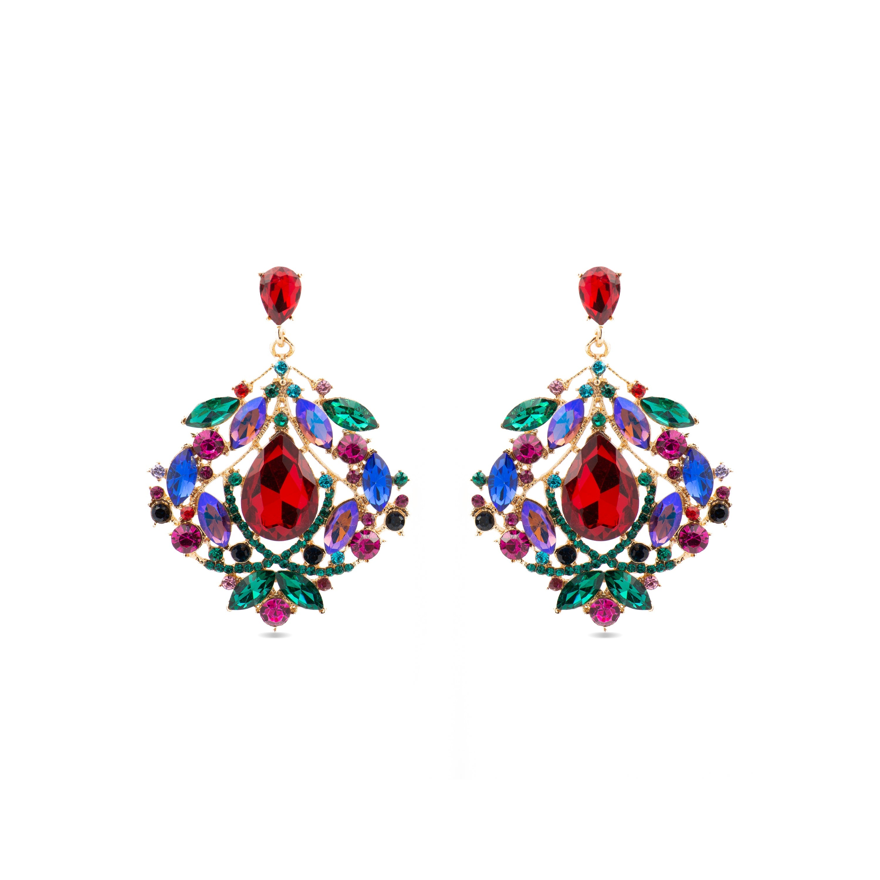 Pendientes con Cristal Multicolor acabado oro 18k - Moken