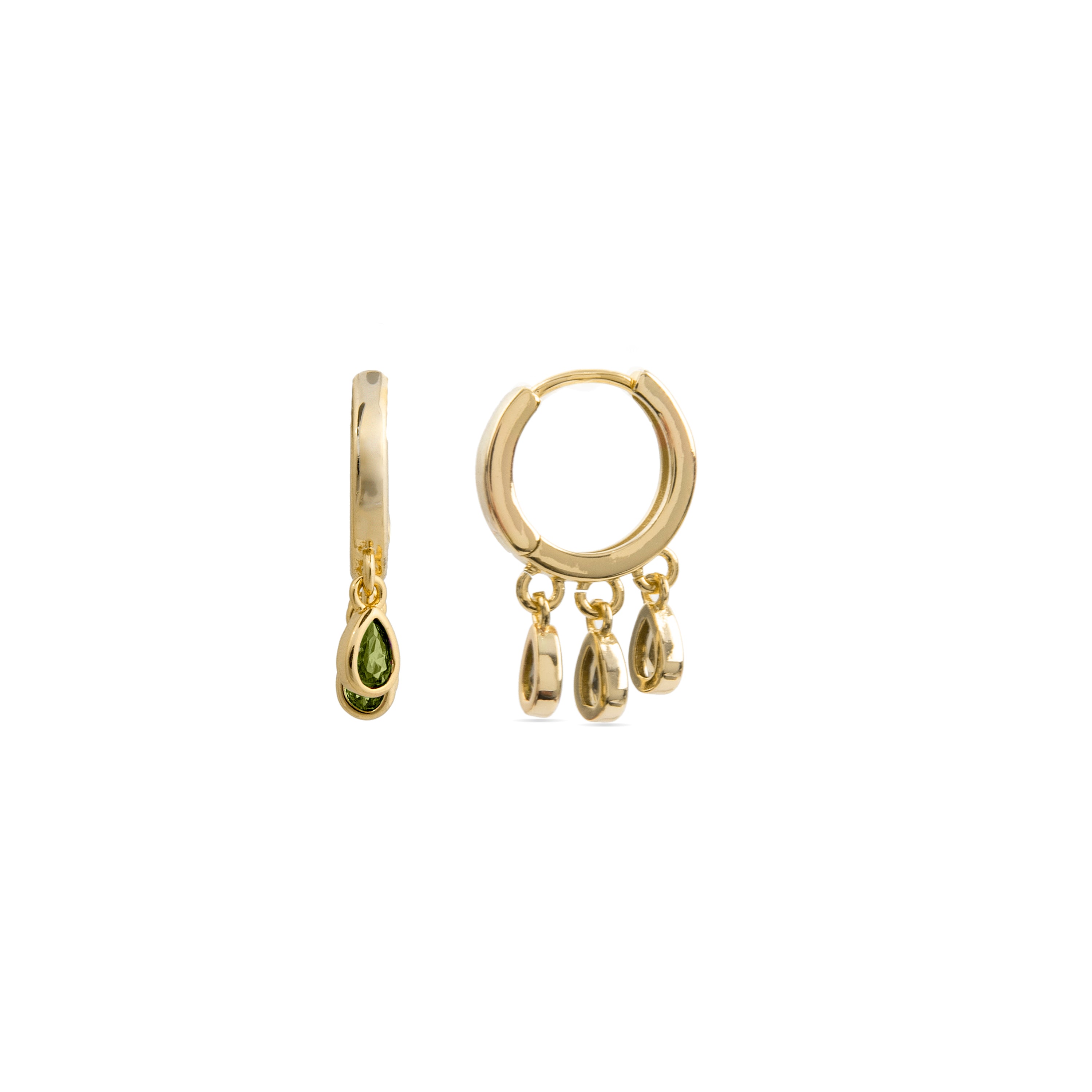 Pendientes de Circonita Esmeralda acabados en oro amarillo 18K - Atzul