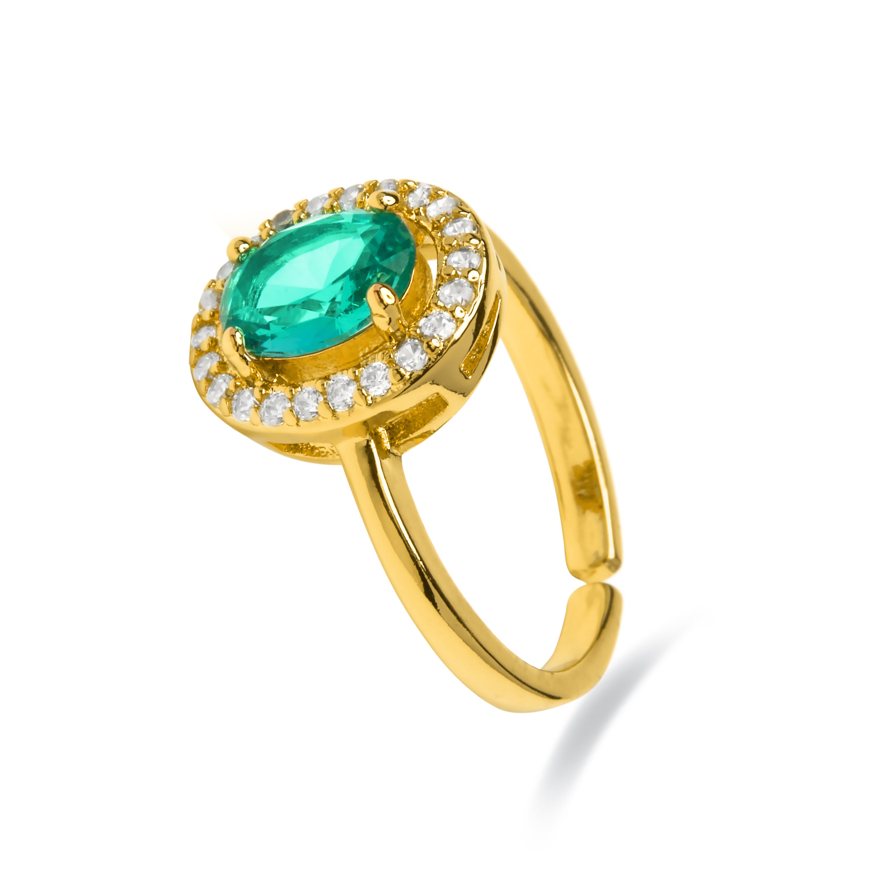 Anillo con Cuarzo Hidrotermal Verde Paraiba acabado oro amarillo 18k - Nor