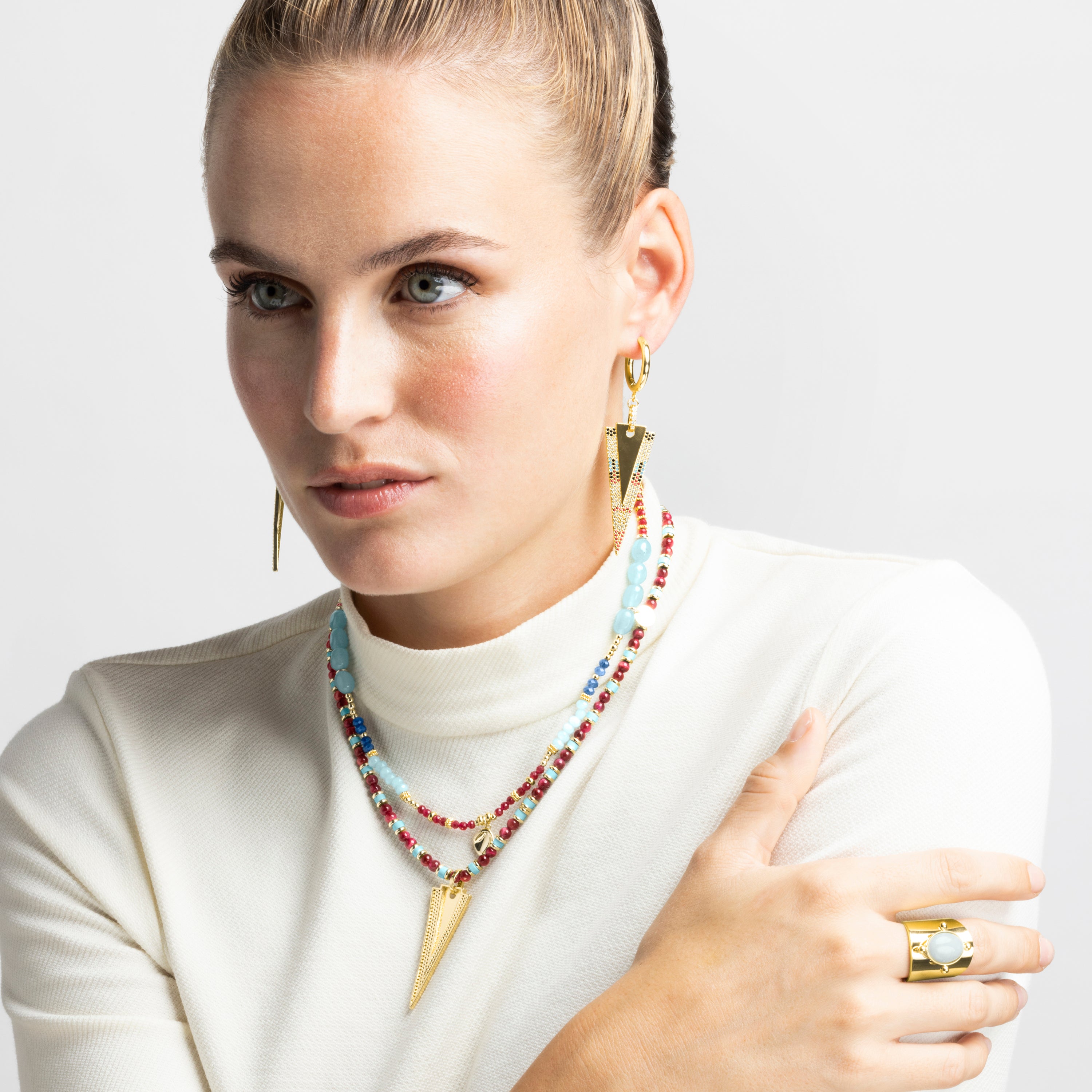 Ring mit Amazonit und 18k Gold-Finish - Kumora