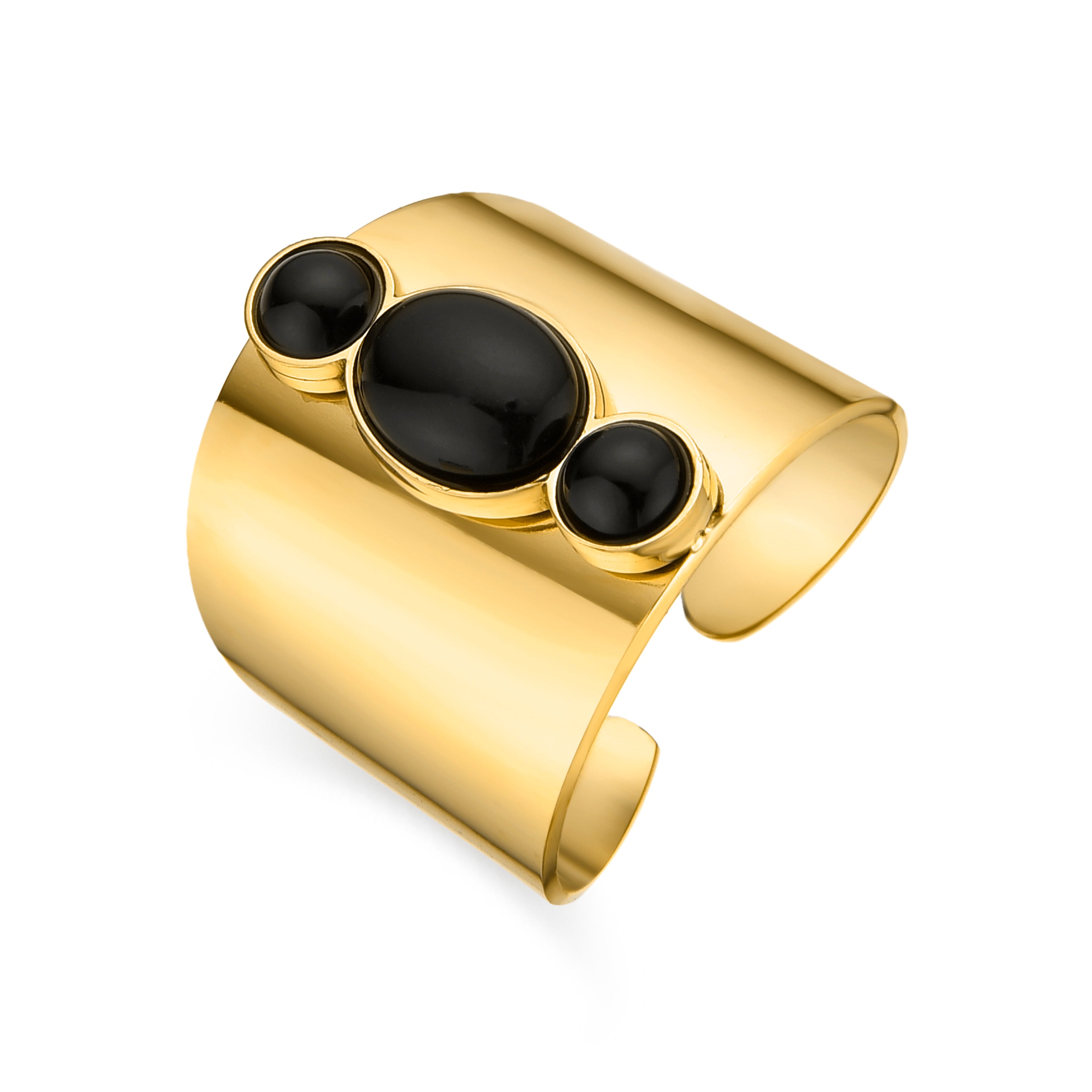 Ring mit Onyx, 18k Gold-Finish - Lessa