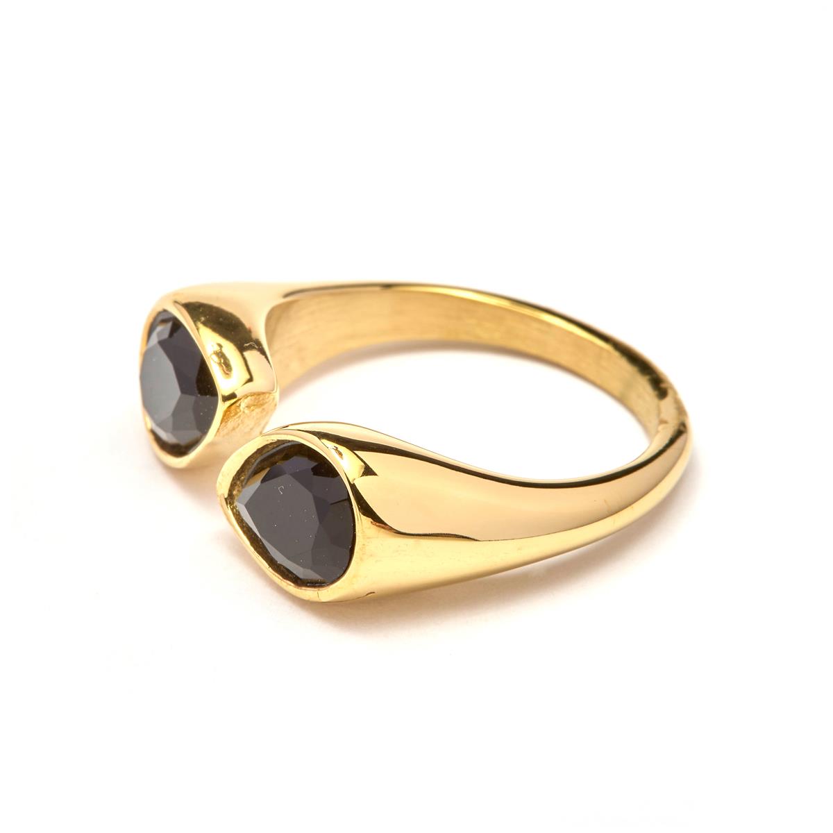 Anillo acabado oro amarillo de 18k y Cuarzo Hidrotermal Onix - Hasein