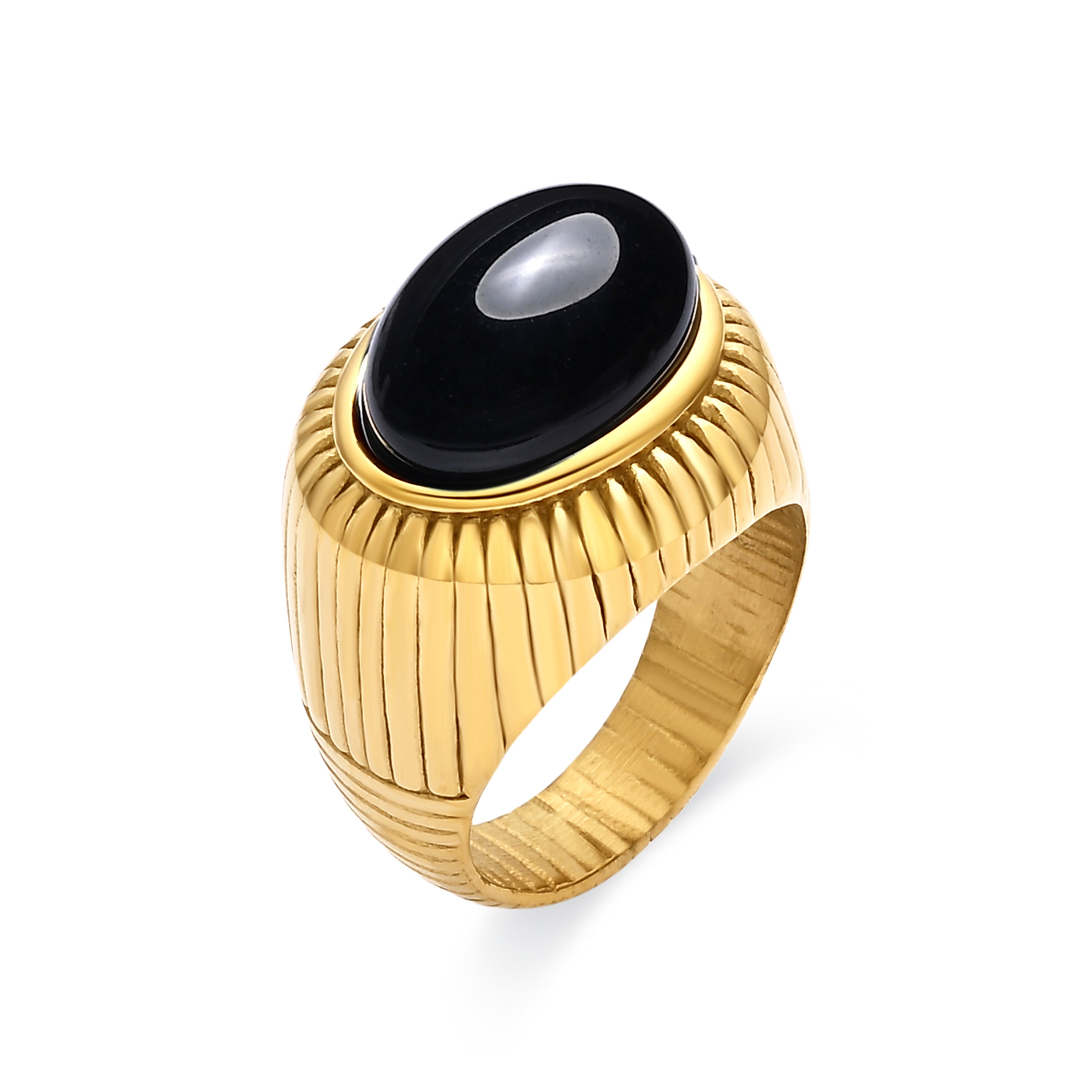 Anillo de Cristal Negro acabado en oro amarillo 18k - Fario