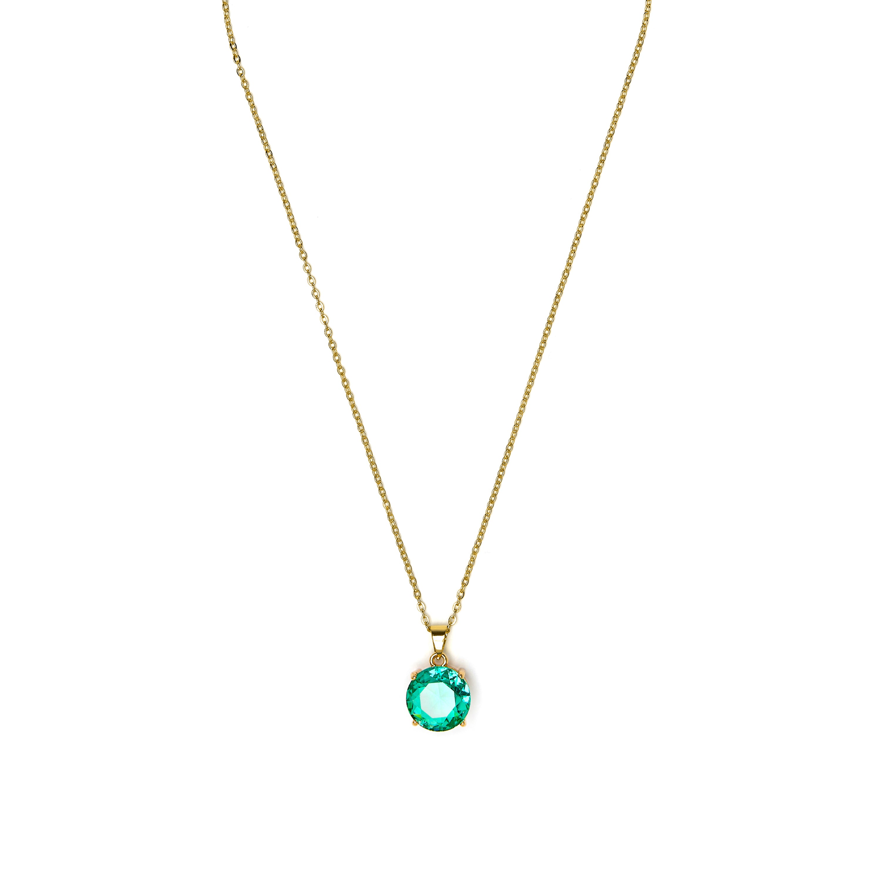 Collar con Cuarzo Hidrotermal Verde Paraiba acabado oro amarillo 18k - Amkru