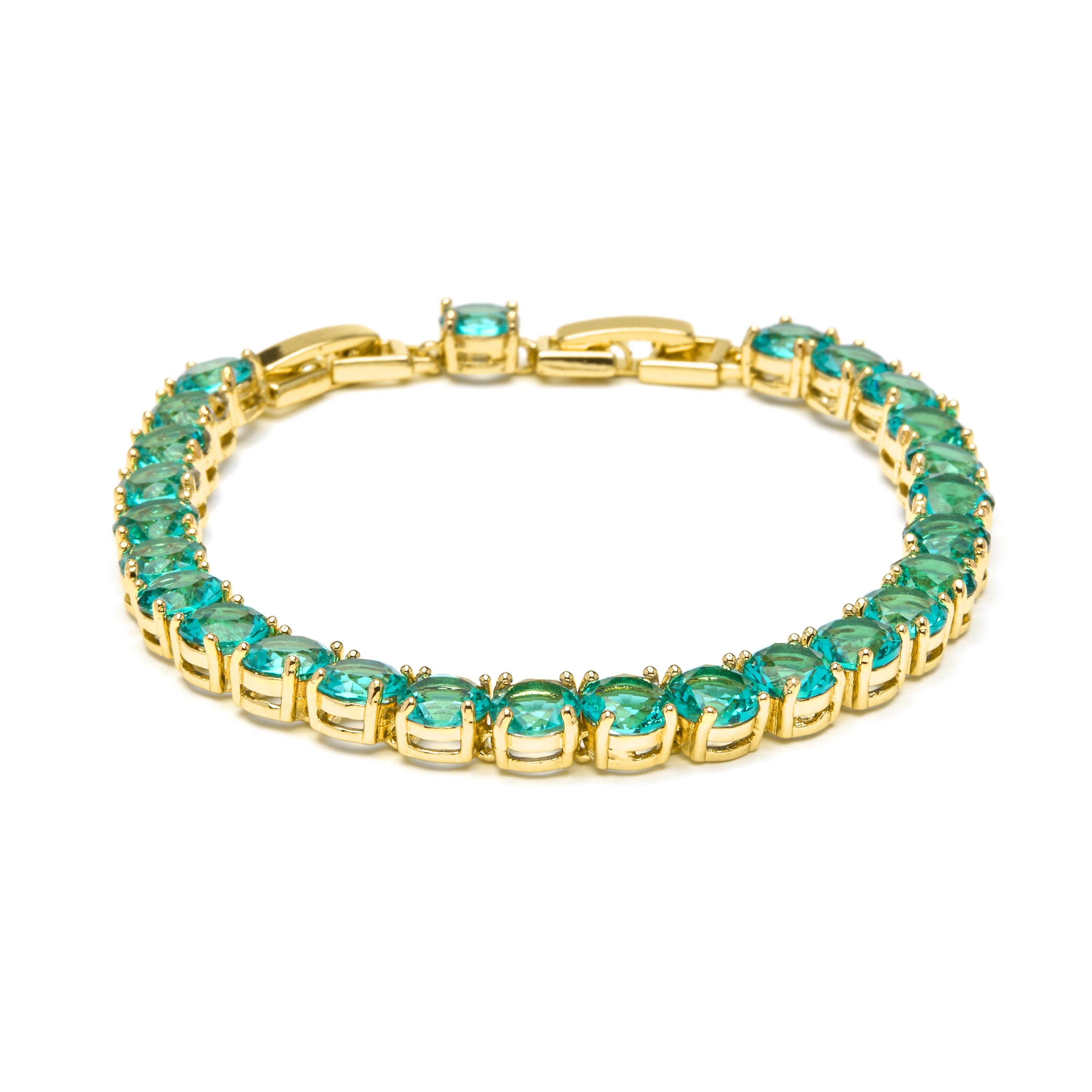 Pulsera con Cuarzo Hidrotermal Verde Paraiba acabado oro amarillo 18k - Dragki
