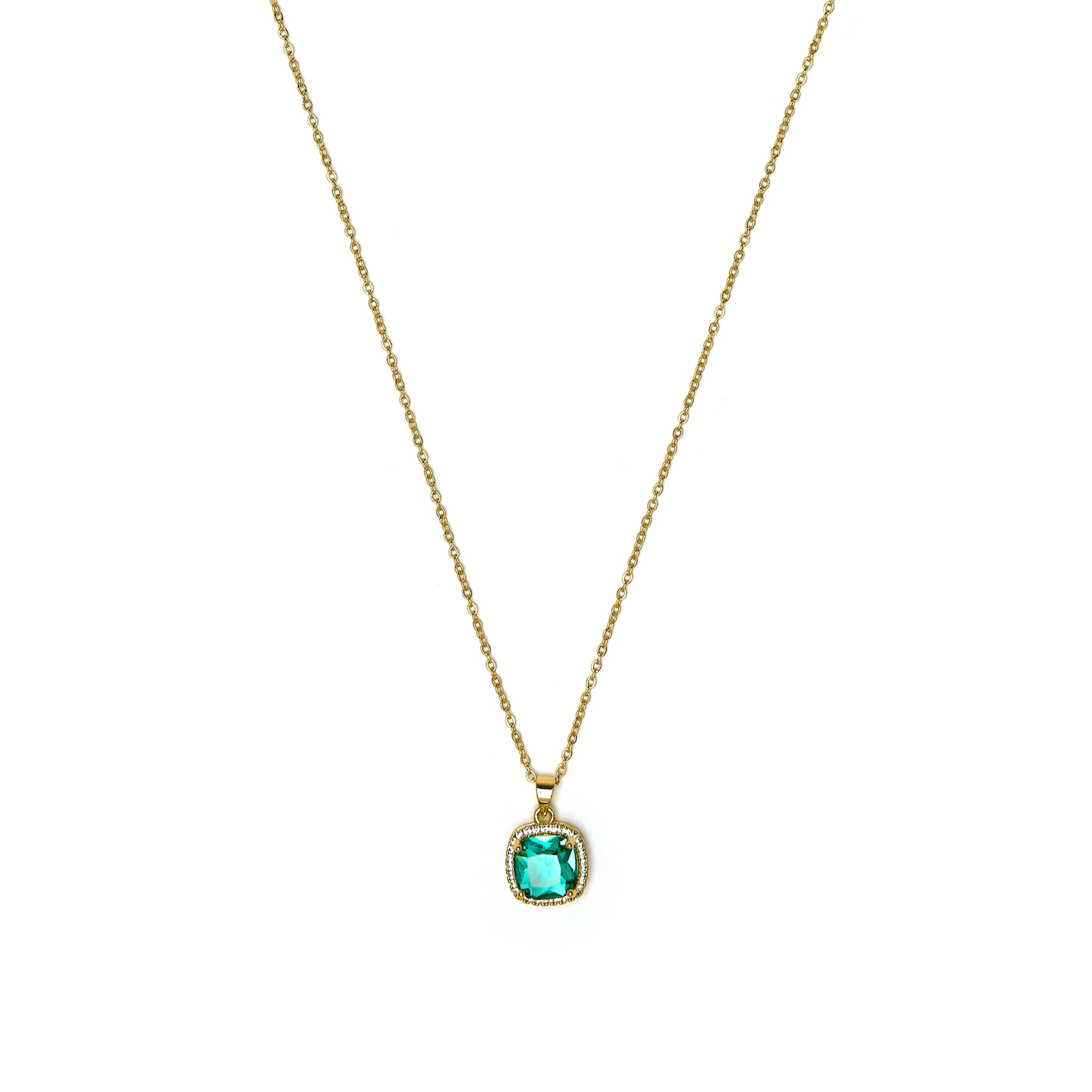 Collar con Cuarzo Hidrotermal Verde Paraiba acabado oro amarillo 18k - Kada